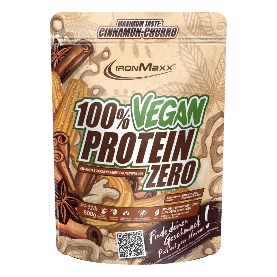 Iron Maxx 100% Vegan Protein Zero Proteinpulver Cinnamon Churro 500 g zuckerfrei