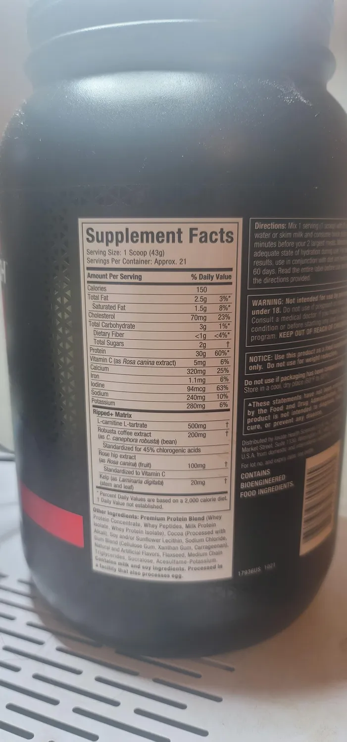 MuscleTech Nitro-Tech Ripped Proteinpulver 2 lb mit Whey-Isolat