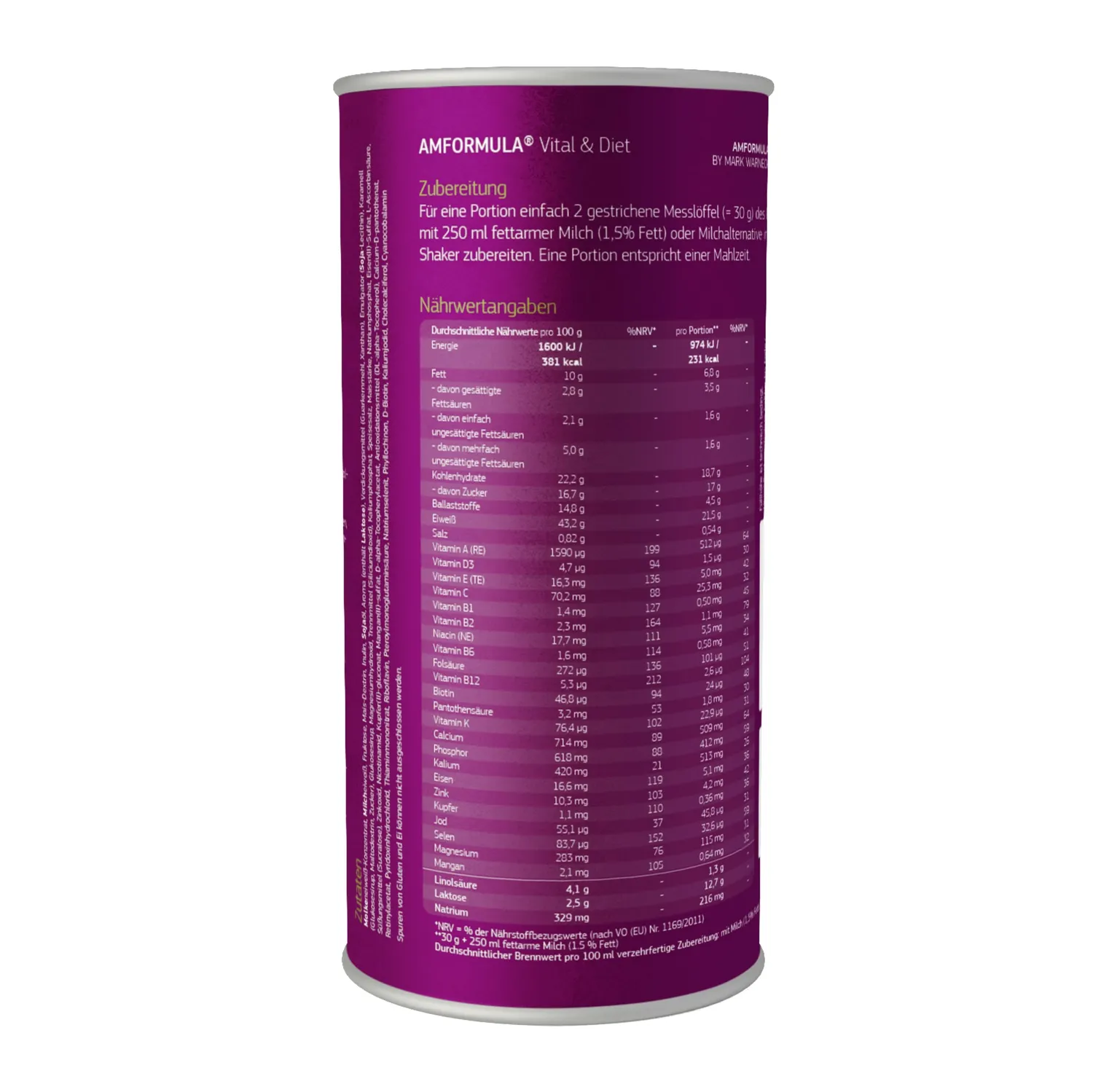 AMSPORT AMFORMULA Vital & Diet Mahlzeitenersatz Vanille Pulver