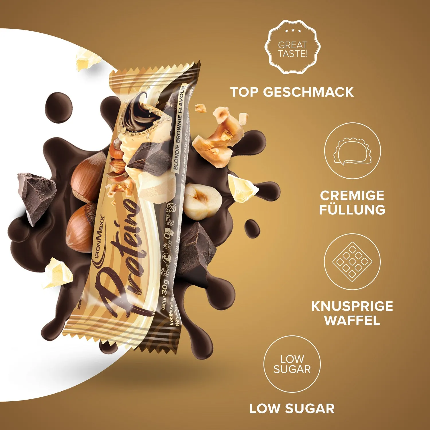Iron Maxx Proteino Proteinriegel 12x30g Blondie Brownie zuckerreduziert