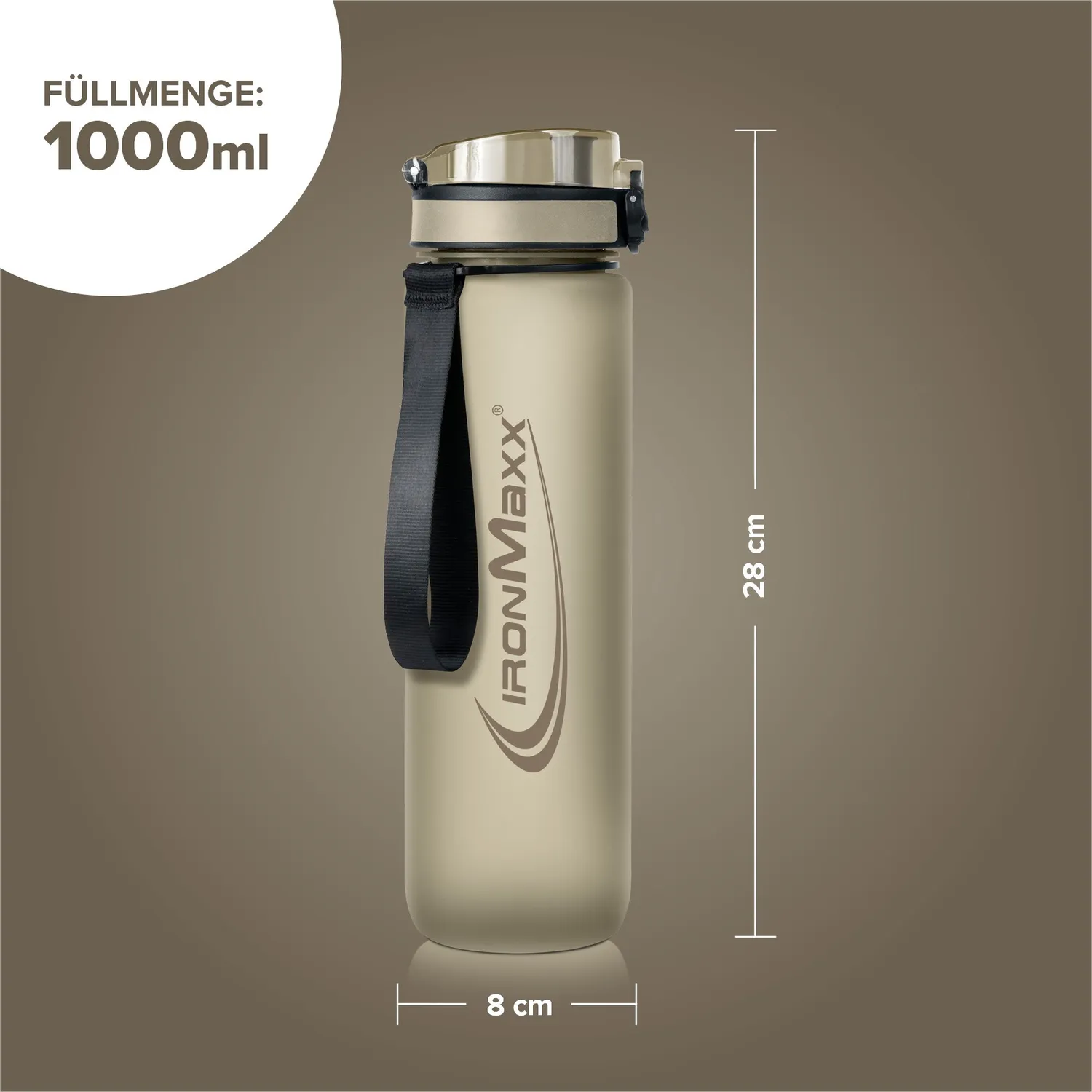 Iron Maxx Sport Water Bottle Trinkflasche 1000ml Sandstone Beige BPA-frei