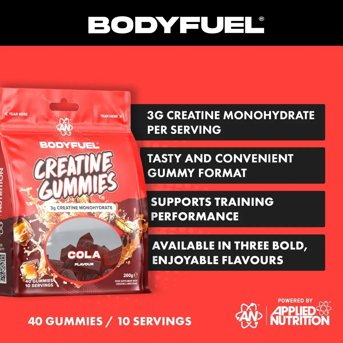 Applied Nutrition BODYFUEL Creatine Gummies Kreatin Berry Blast