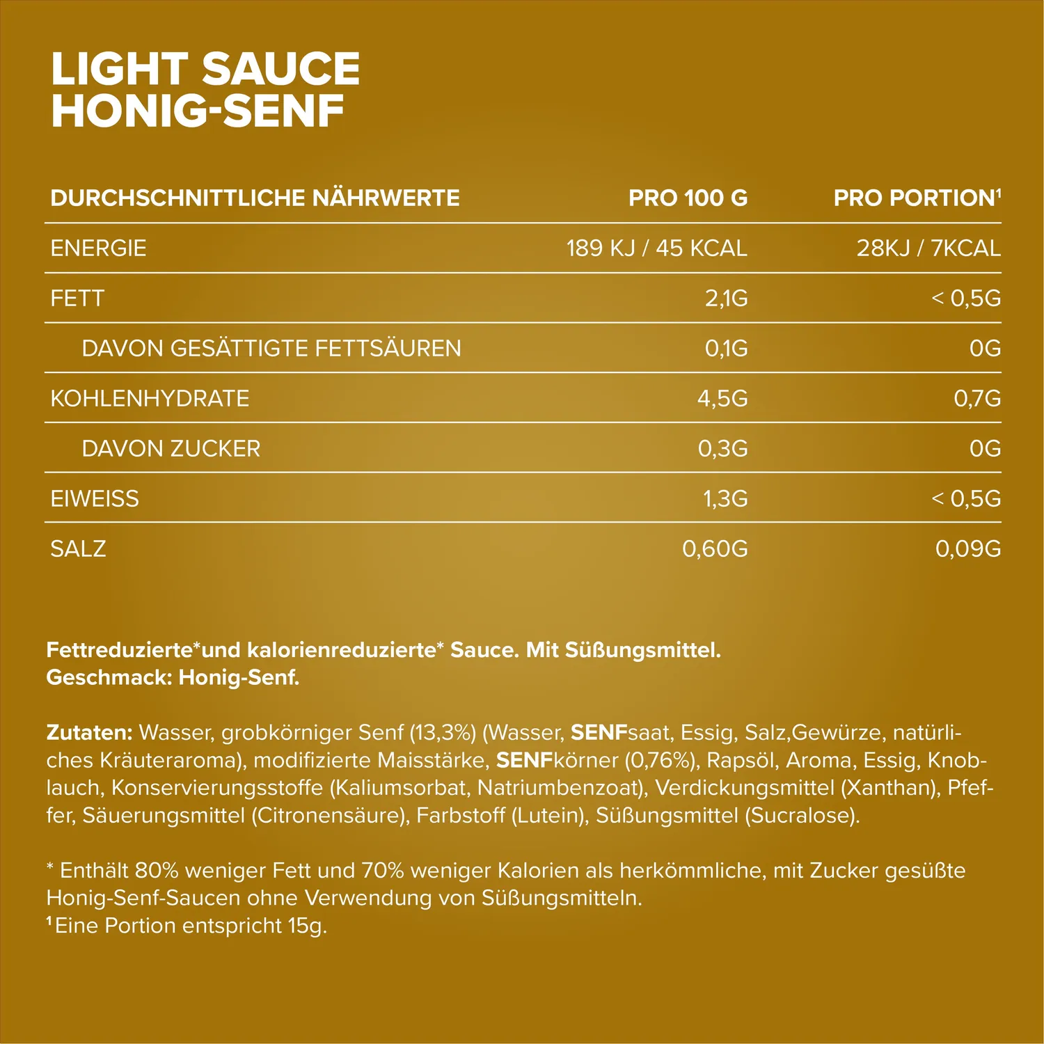 IronMaxx Light Sauce 285 ml Honey Mustard kalorienbewusst