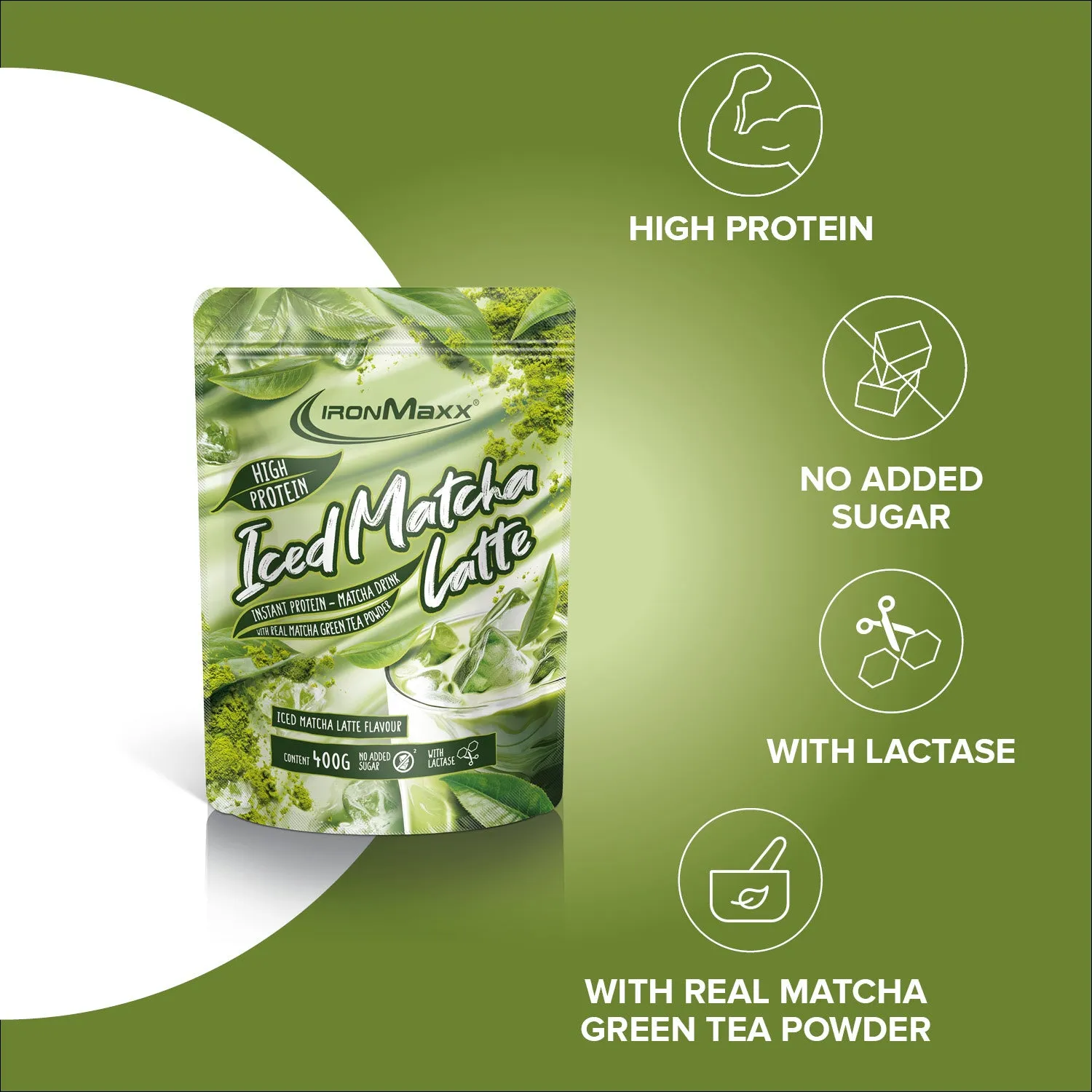 Iron Maxx Iced Matcha Latte Proteinpulver Matcha 400 g Whey