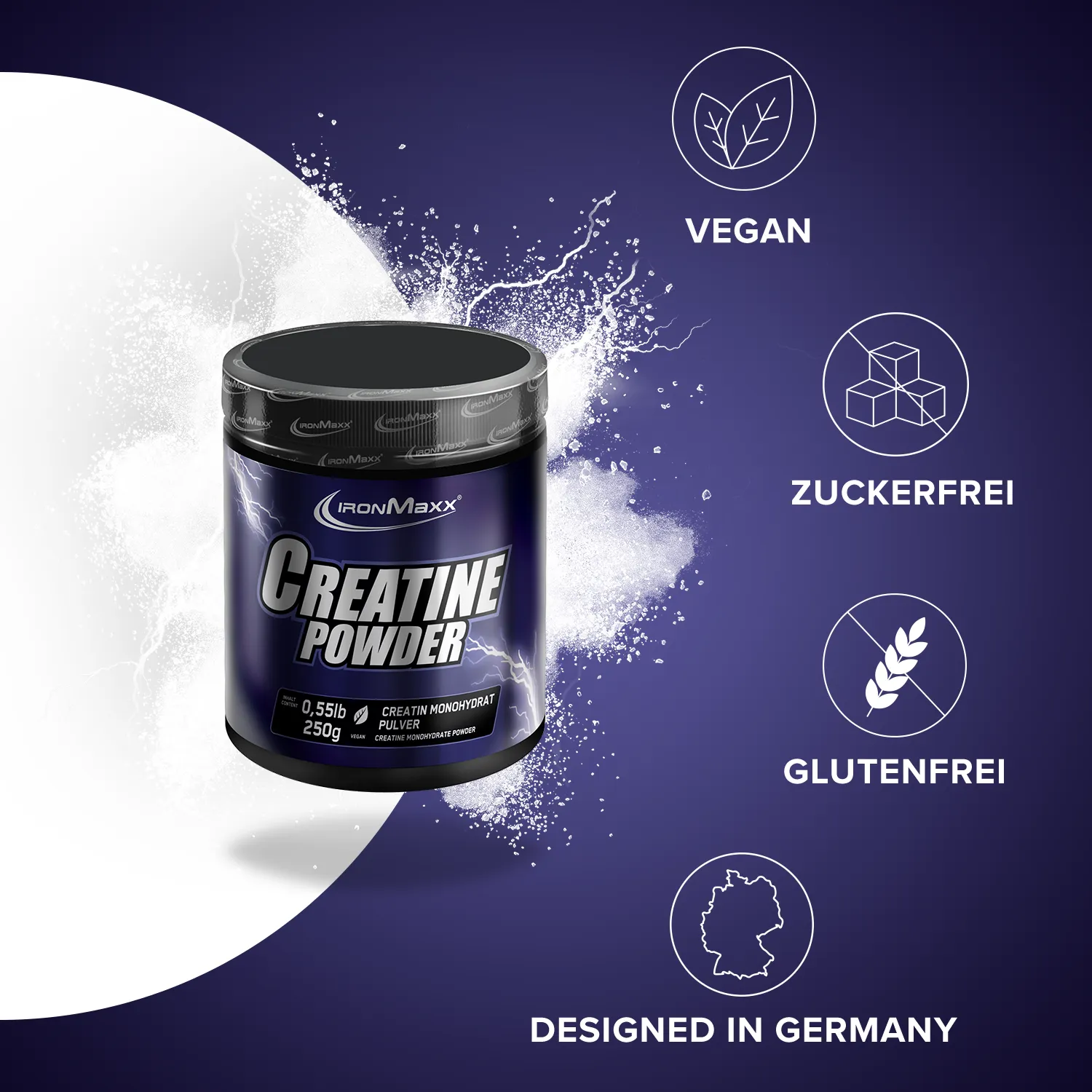 Iron Maxx Creatine Powder Monohydrat 250g vegan
