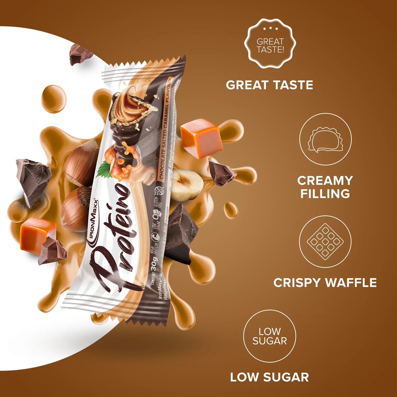 Iron Maxx Proteino Proteinriegel Chocolate Salted Caramel 12 x 30 g zuckerreduziert