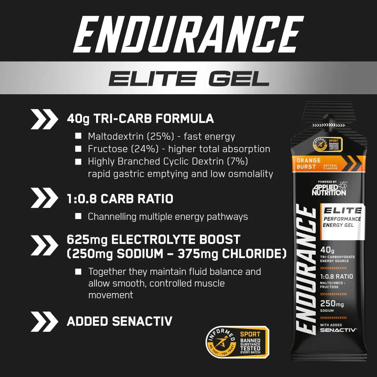 Applied Nutrition Endurance Elite Energiegel Einzelgel Orange Burst