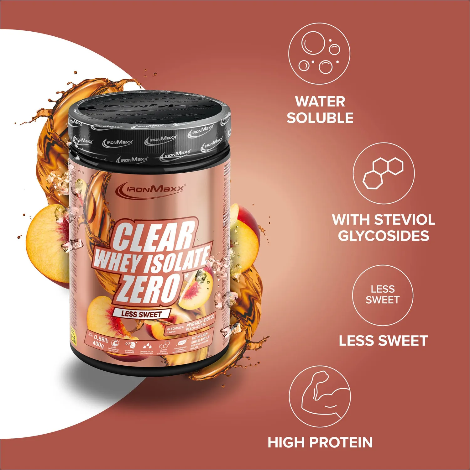 Iron Maxx Clear Whey Isolate ZERO 400 g Peach Ice Tea Proteinpulver