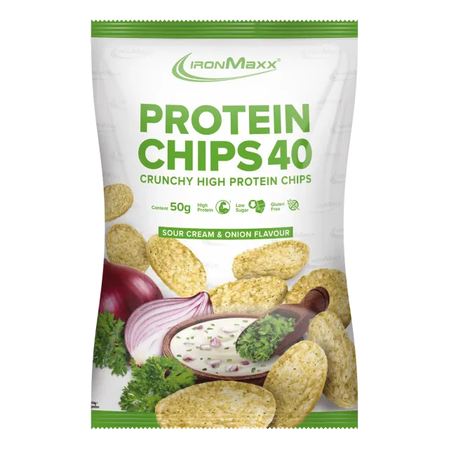 Iron Maxx Protein Chips 40 50g Sour Cream & Onion gebacken