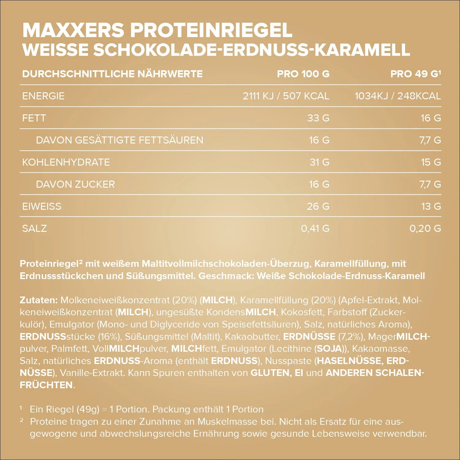 Iron Maxx Maxxers Proteinriegel 12x49g White Choc Peanut Caramel