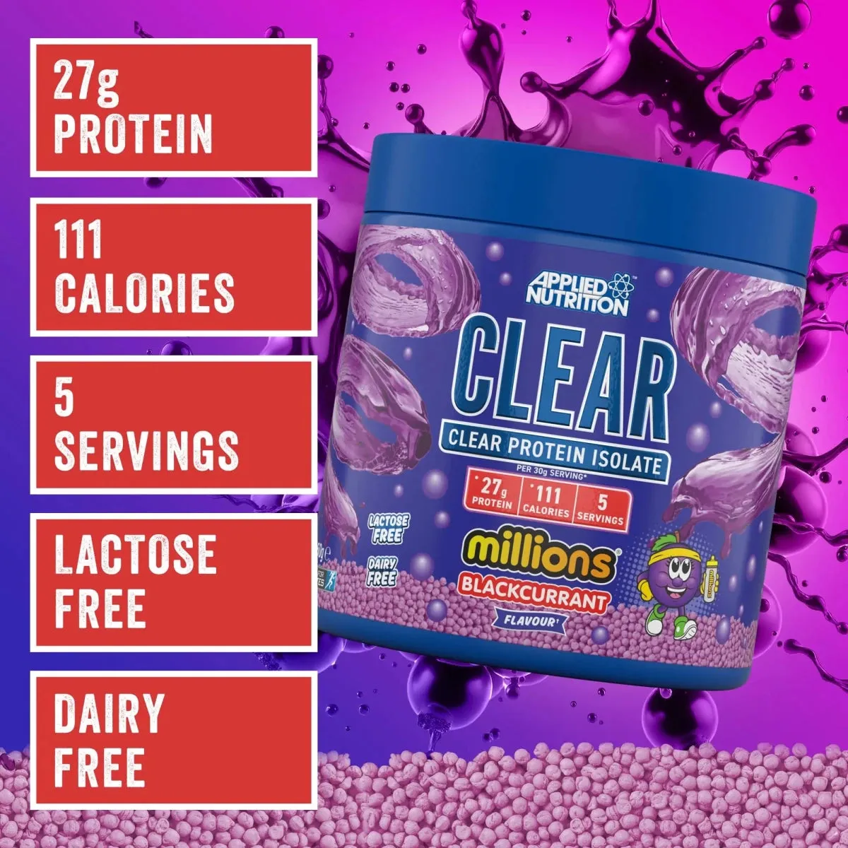 Applied Nutrition Clear Protein Isolate Millions Blackcurrant 450 g zuckerfrei