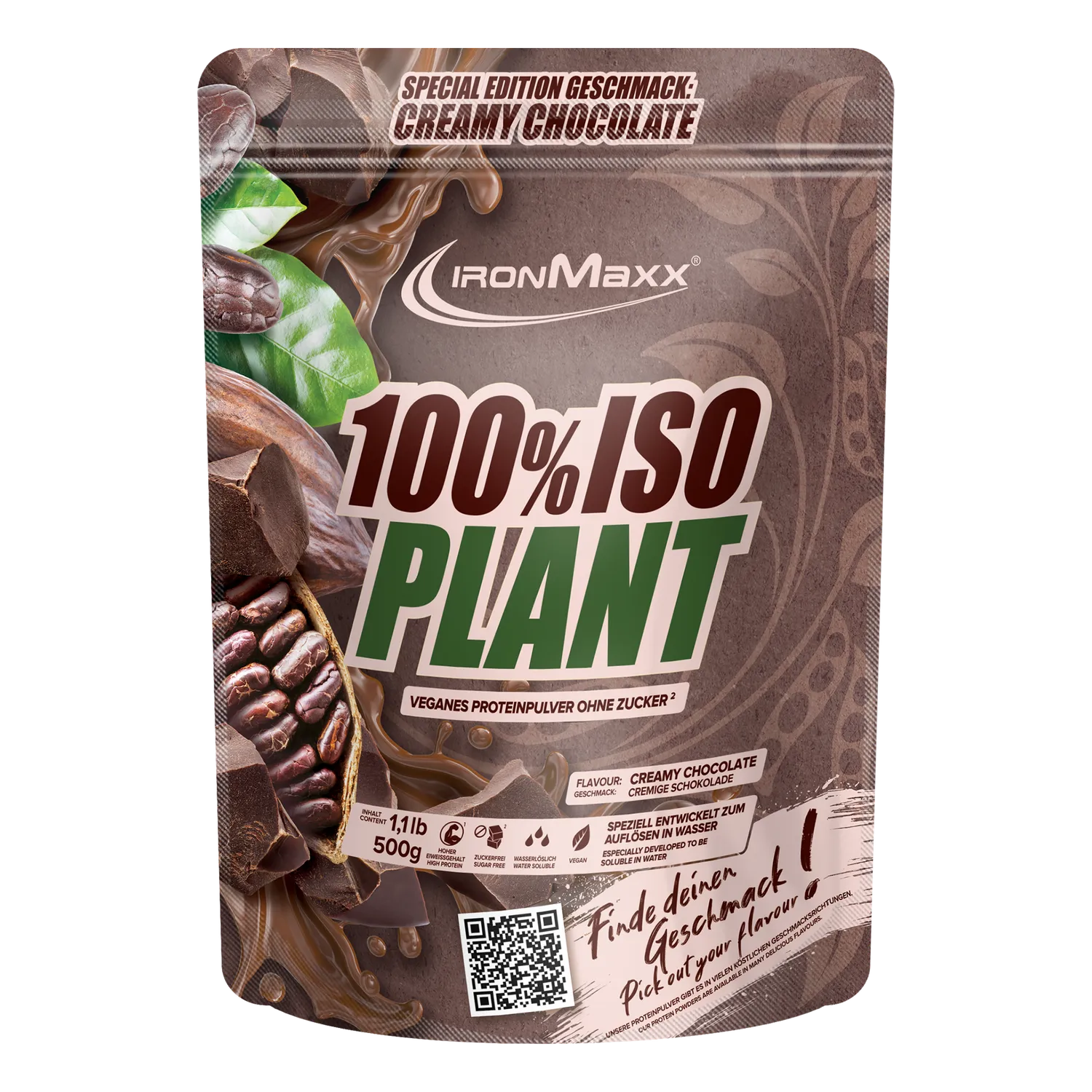 Iron Maxx 100% Isolat Plant Creamy Chocolate Pulver 500g vegan