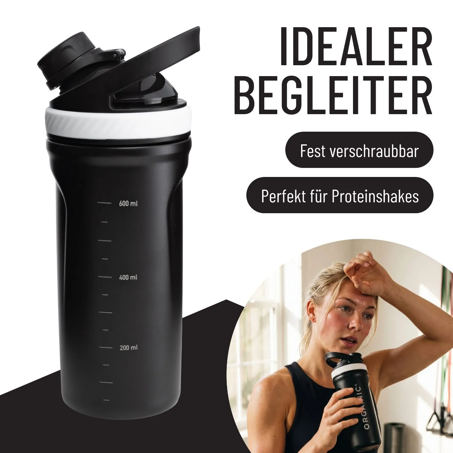 ORGAINIC Shaker 2.0 Edelstahl 700ml Black isoliert