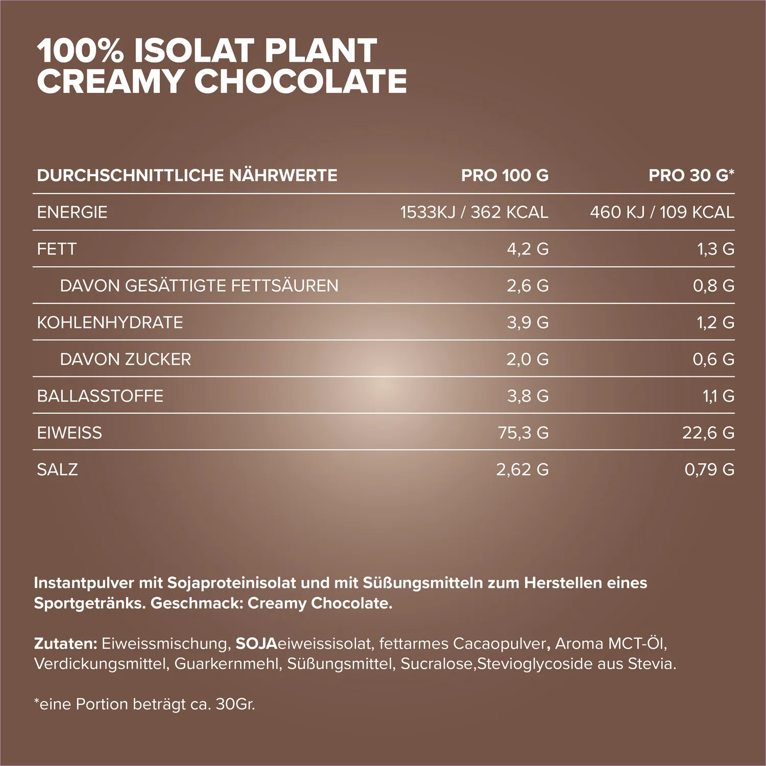 Iron Maxx 100% Isolat Plant Creamy Chocolate Pulver 500g vegan