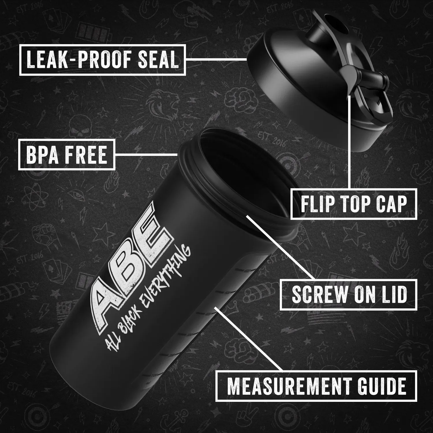 Applied Nutrition ABE Shaker 600 ml schwarz auslaufsicher