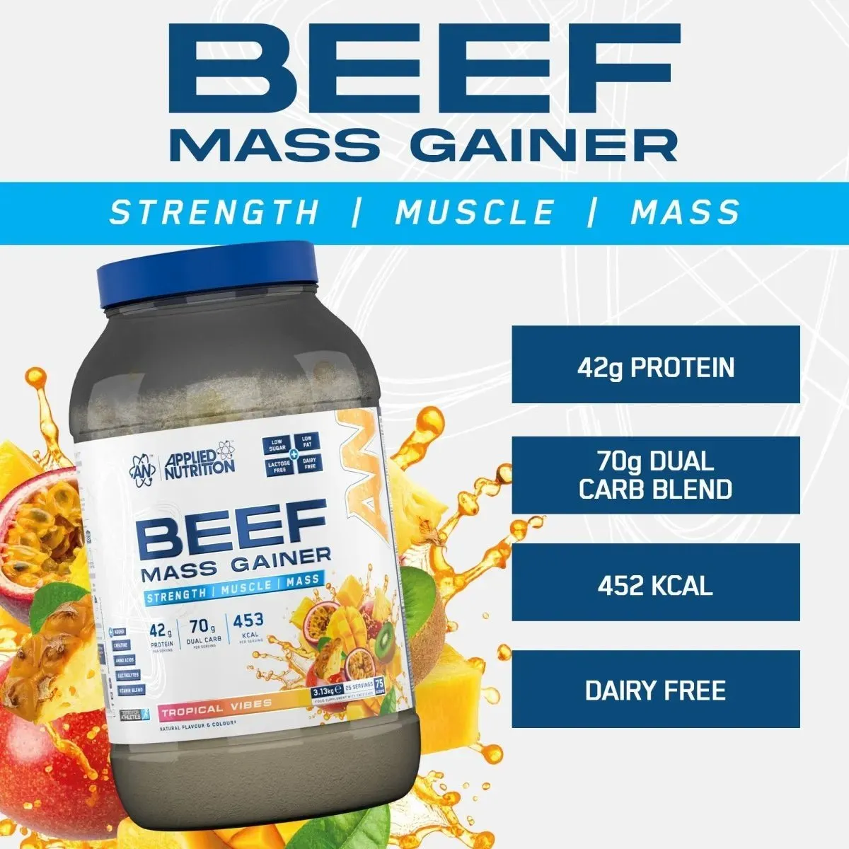 Applied Nutrition Beef Mass Gainer Cola 3,13 kg 42 g Protein