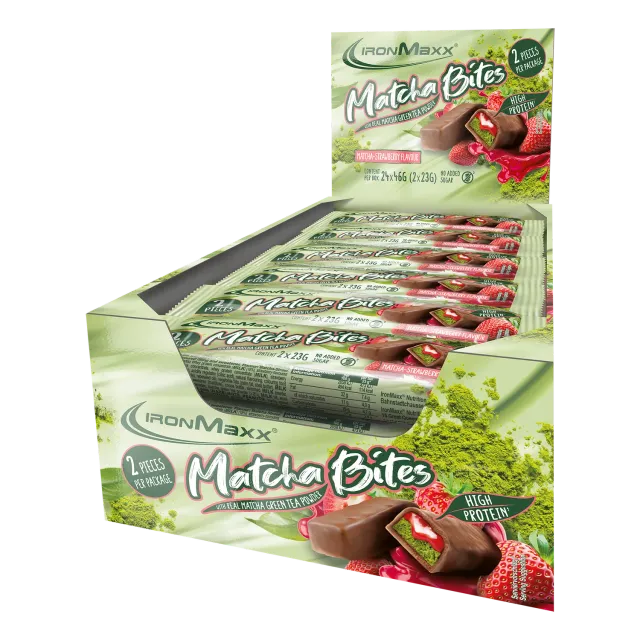 Iron Maxx Matcha Bites Matcha-Strawberry 24x46g Tray
