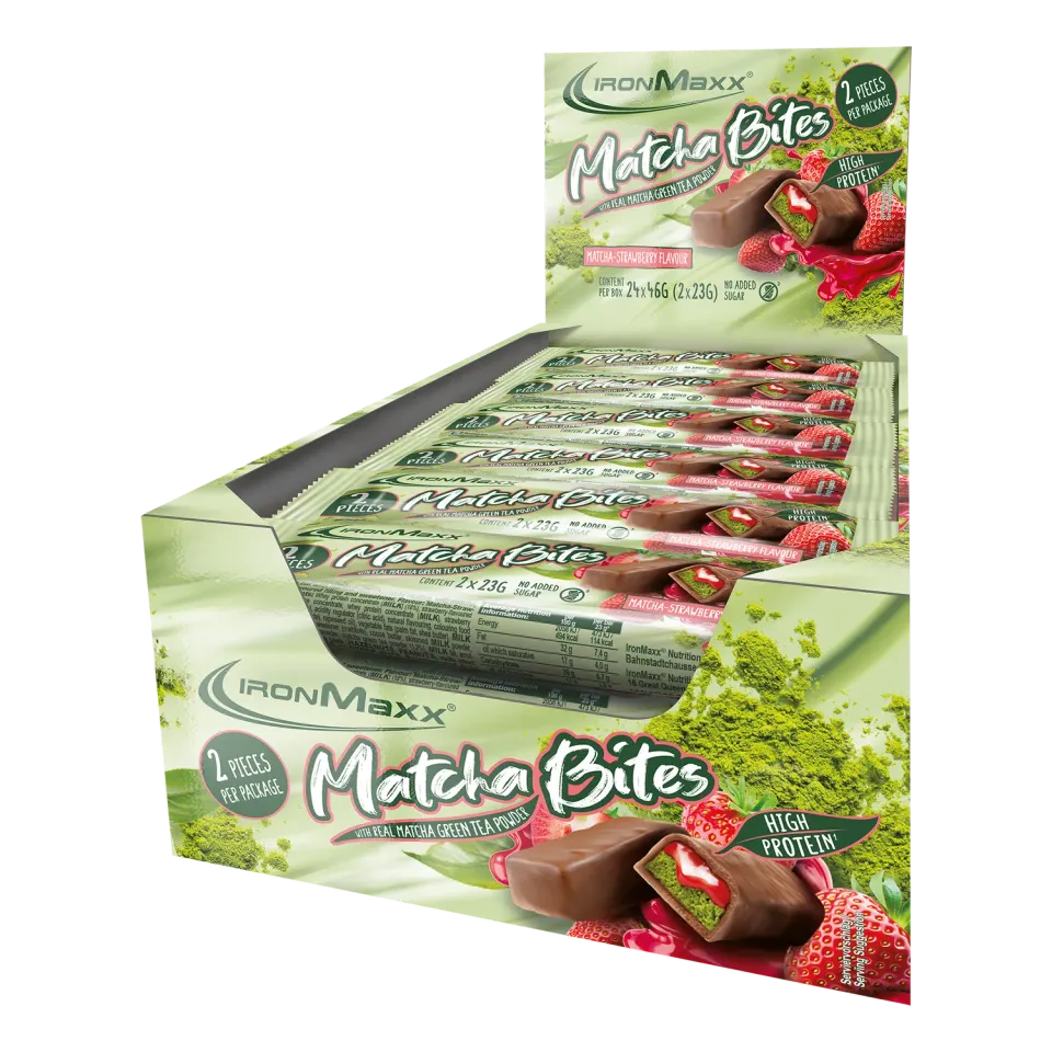 Iron Maxx Matcha Bites Matcha-Strawberry 24x46g Tray