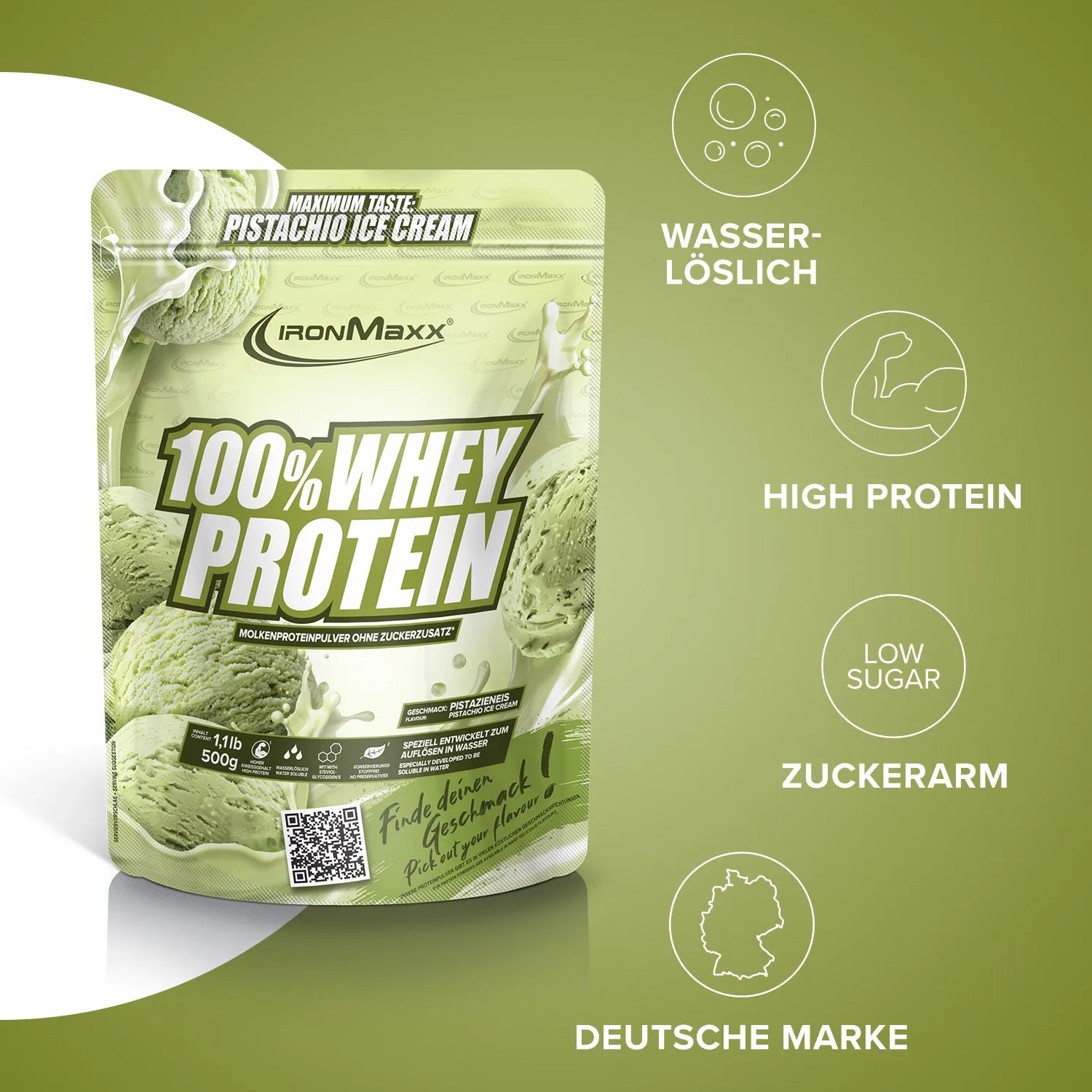 Iron Maxx 100% Whey Protein 500g Ice Cream Pistacchio