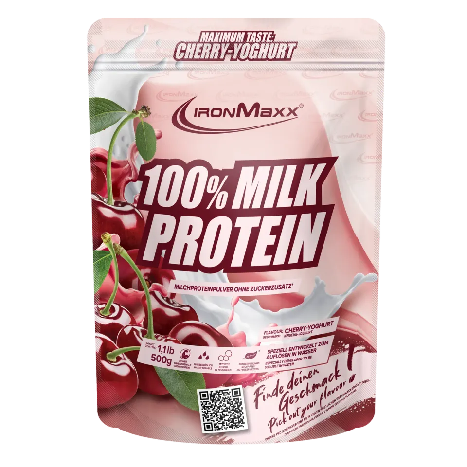 IronMaxx 100% Milk-Protein Proteinpulver 500 g Cherry Yoghurt Casein