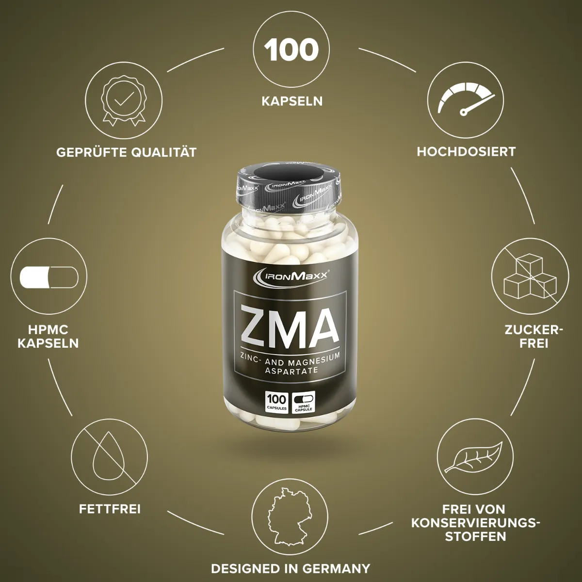 IronMaxx ZMA Kapseln 100 Stück Zink Magnesium Vitamin B6
