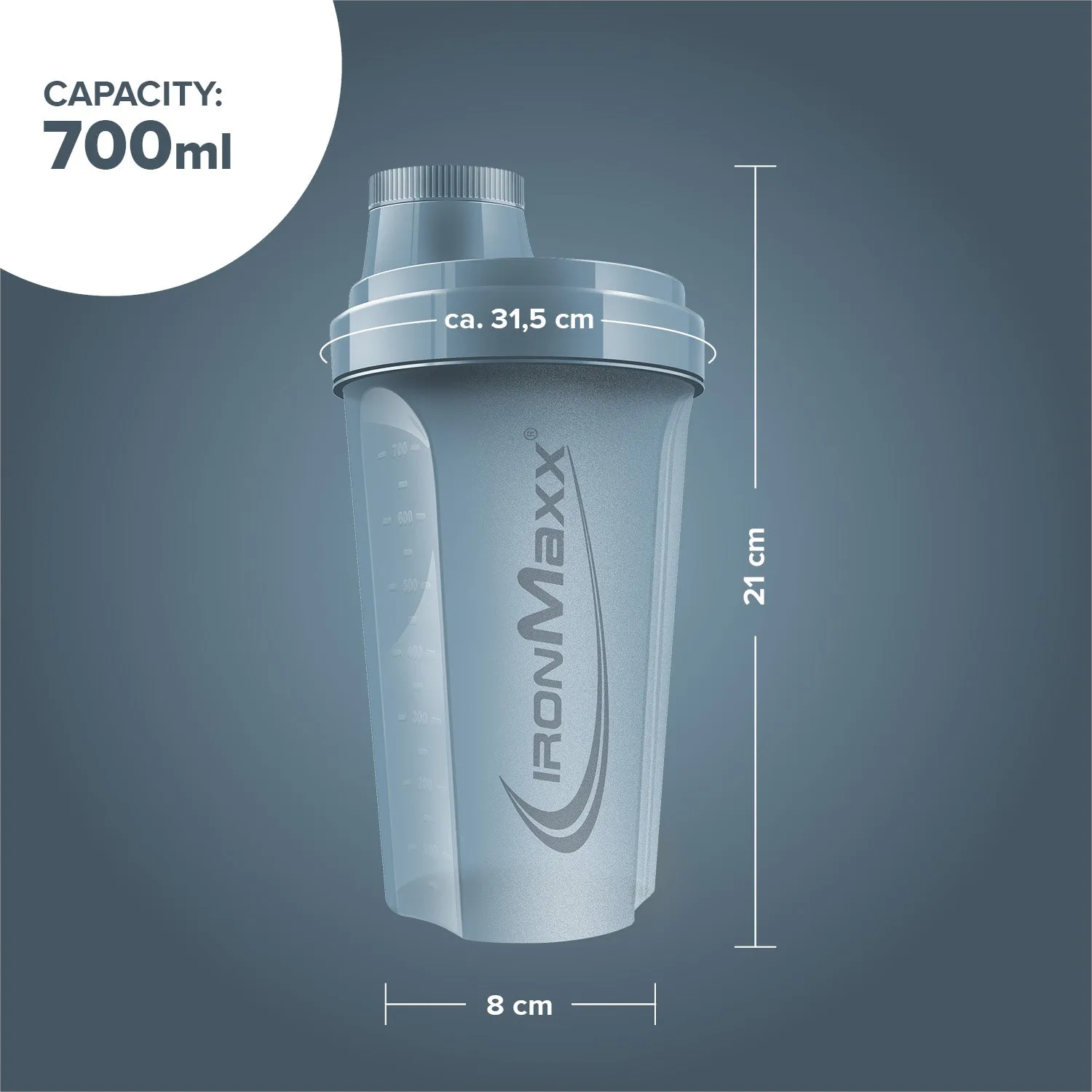 IronMaxx Shaker 700ml Kyanaite Blue Protein Shaker