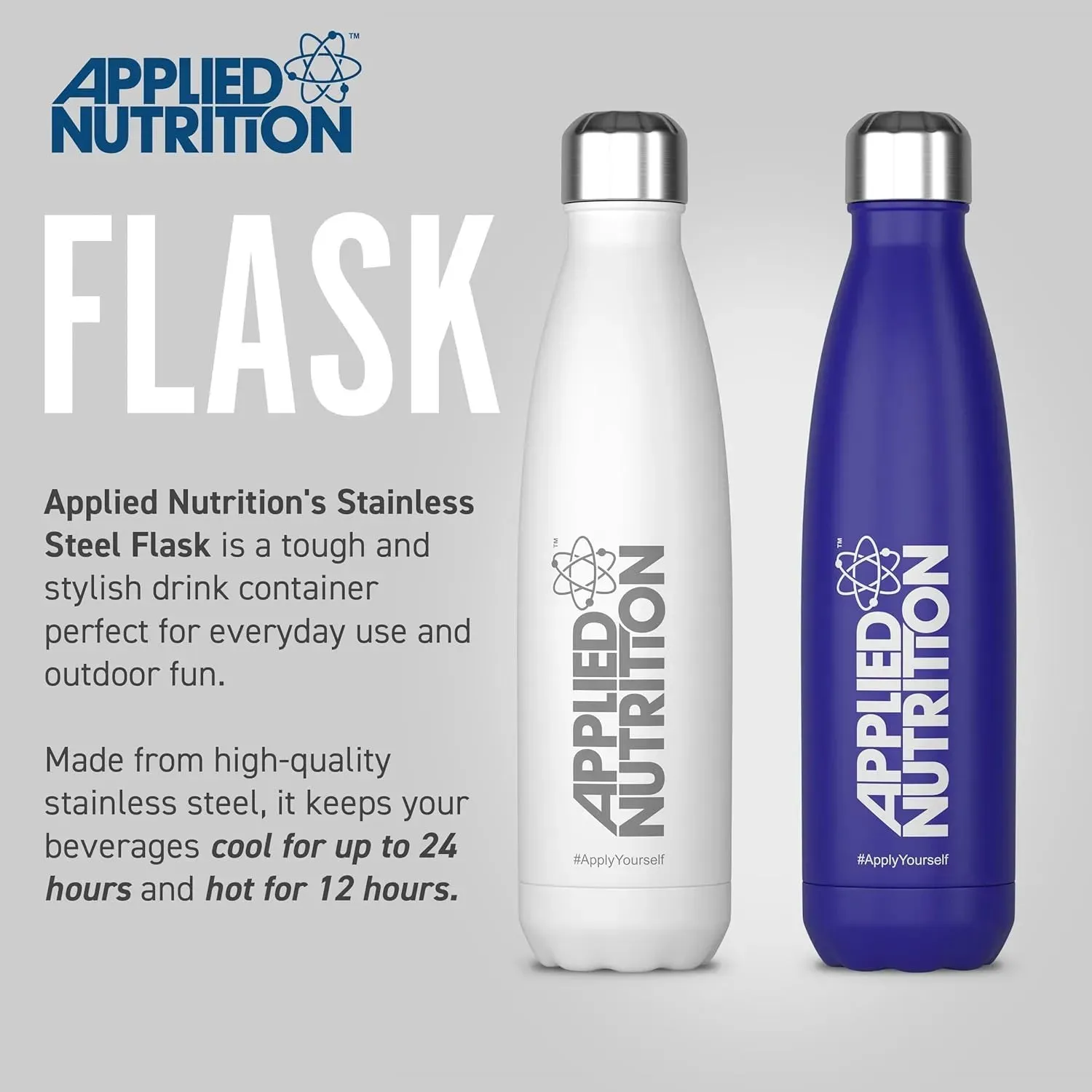 Applied Nutrition Edelstahlflasche White 500ml isoliert