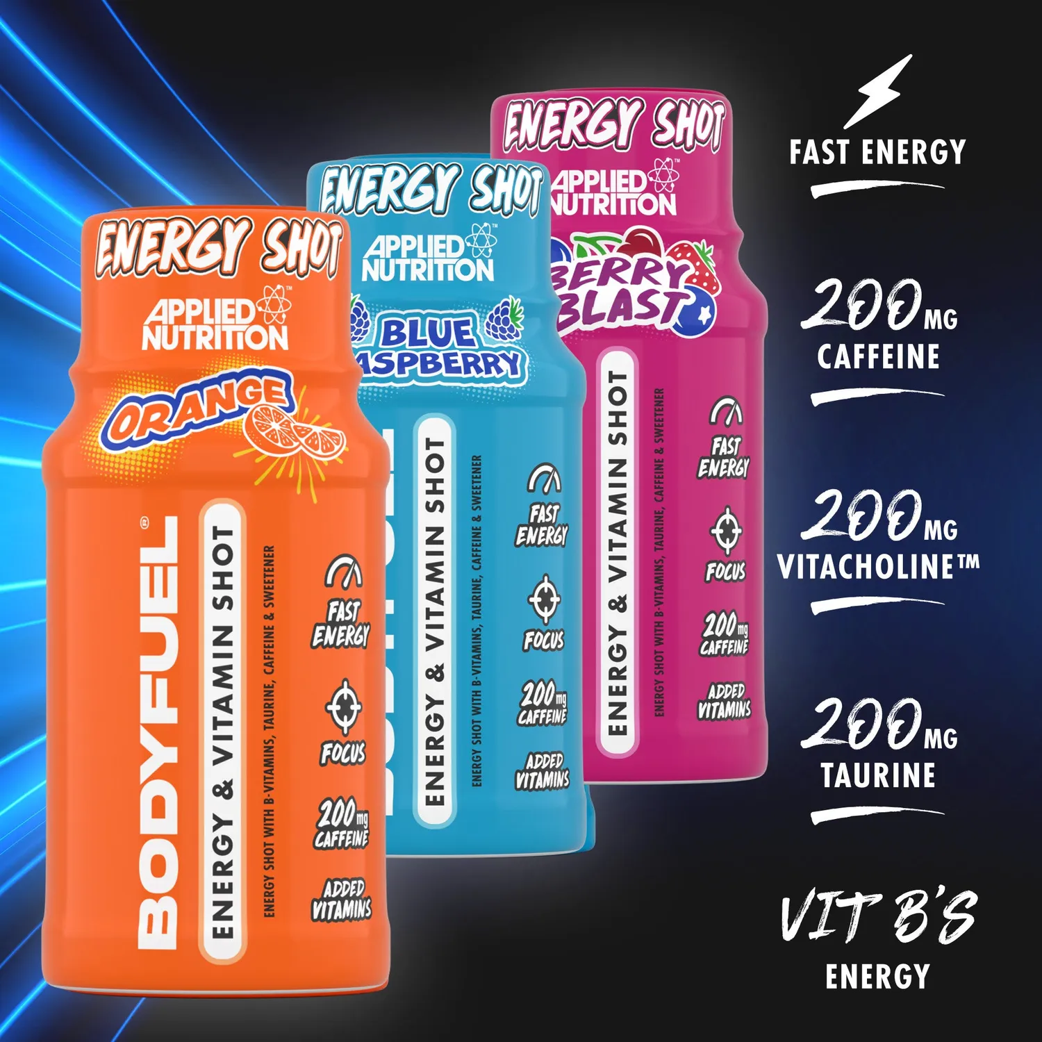 Applied Nutrition BodyFuel Energy Shots Orange 12x60ml Koffein