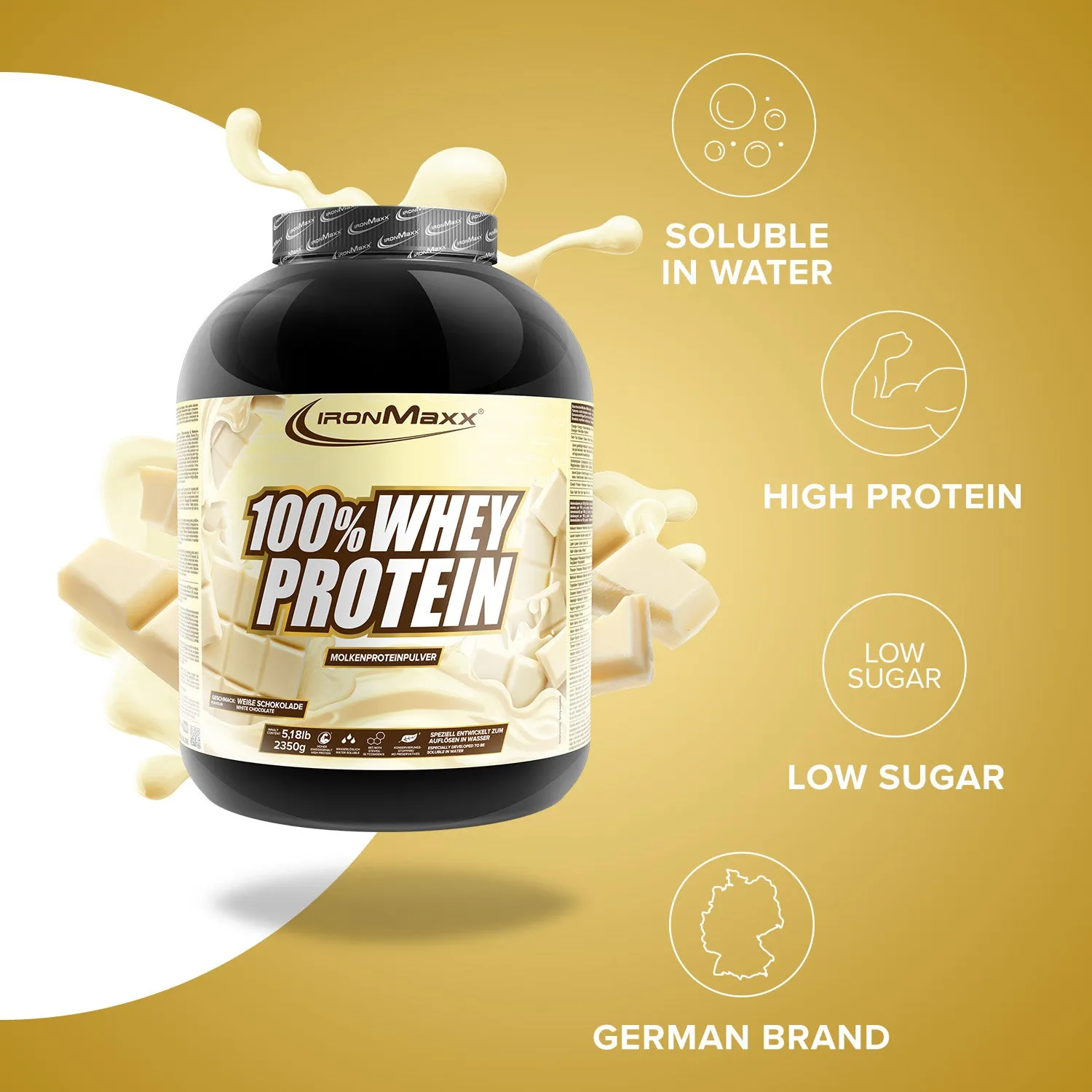 Iron Maxx 100% Whey Protein 2350g Weiße Schokolade Proteinpulver