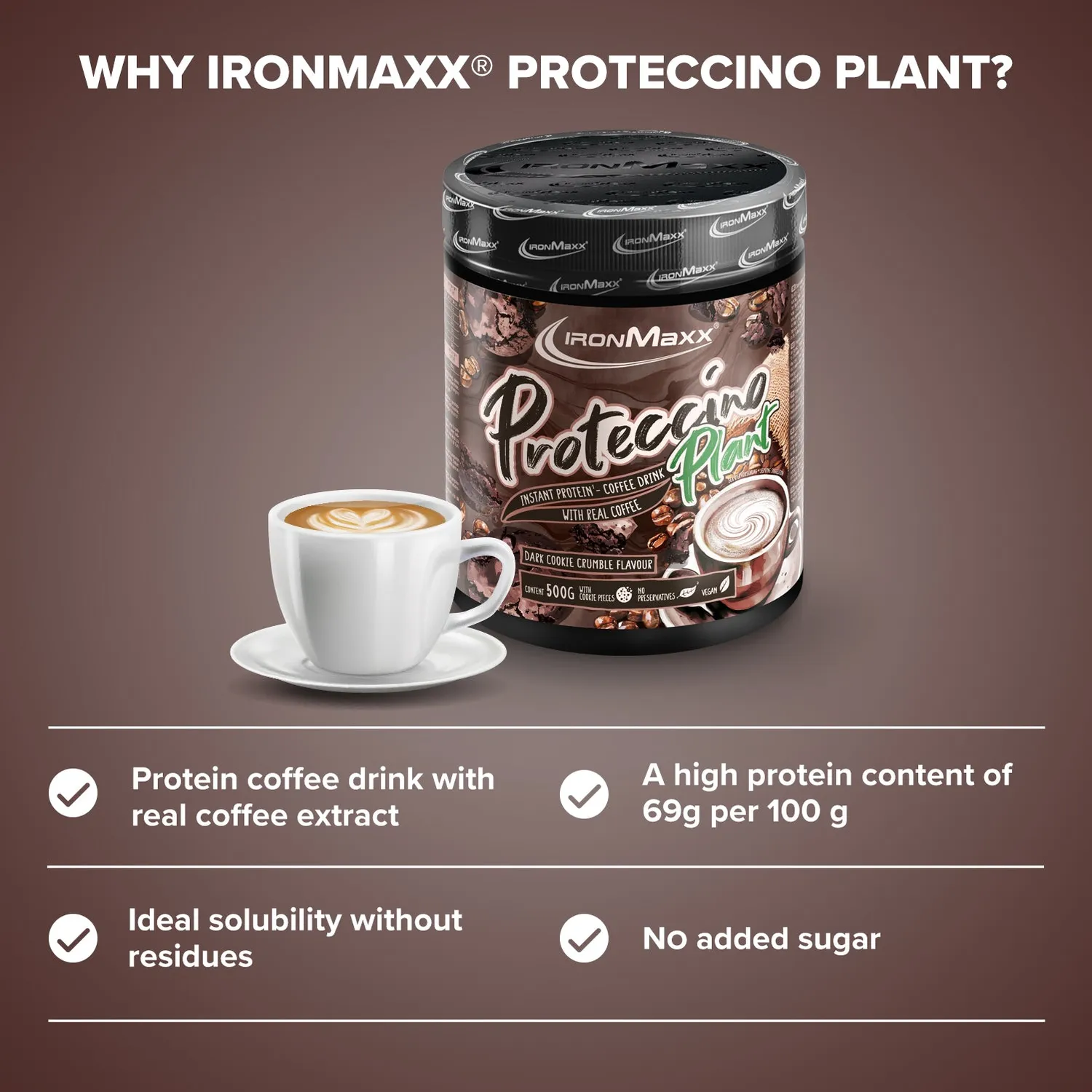Iron Maxx Proteccino Plant Proteinpulver 500g Cookie Crumble vegan