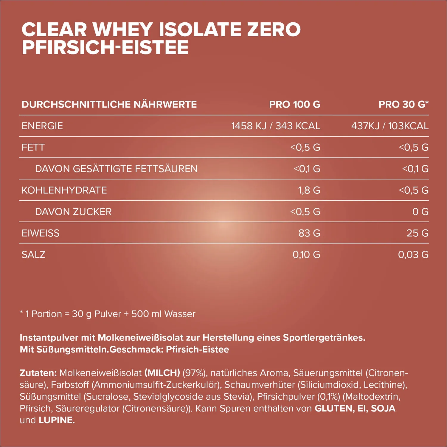 Iron Maxx Clear Whey Isolate ZERO 400 g Peach Ice Tea Proteinpulver