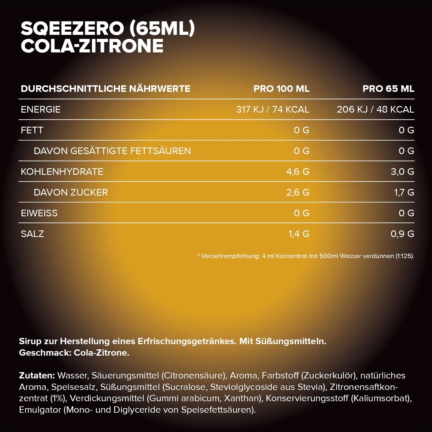 Iron Maxx SqueeZero 65ml Cola Lemon Sirup zuckerfrei