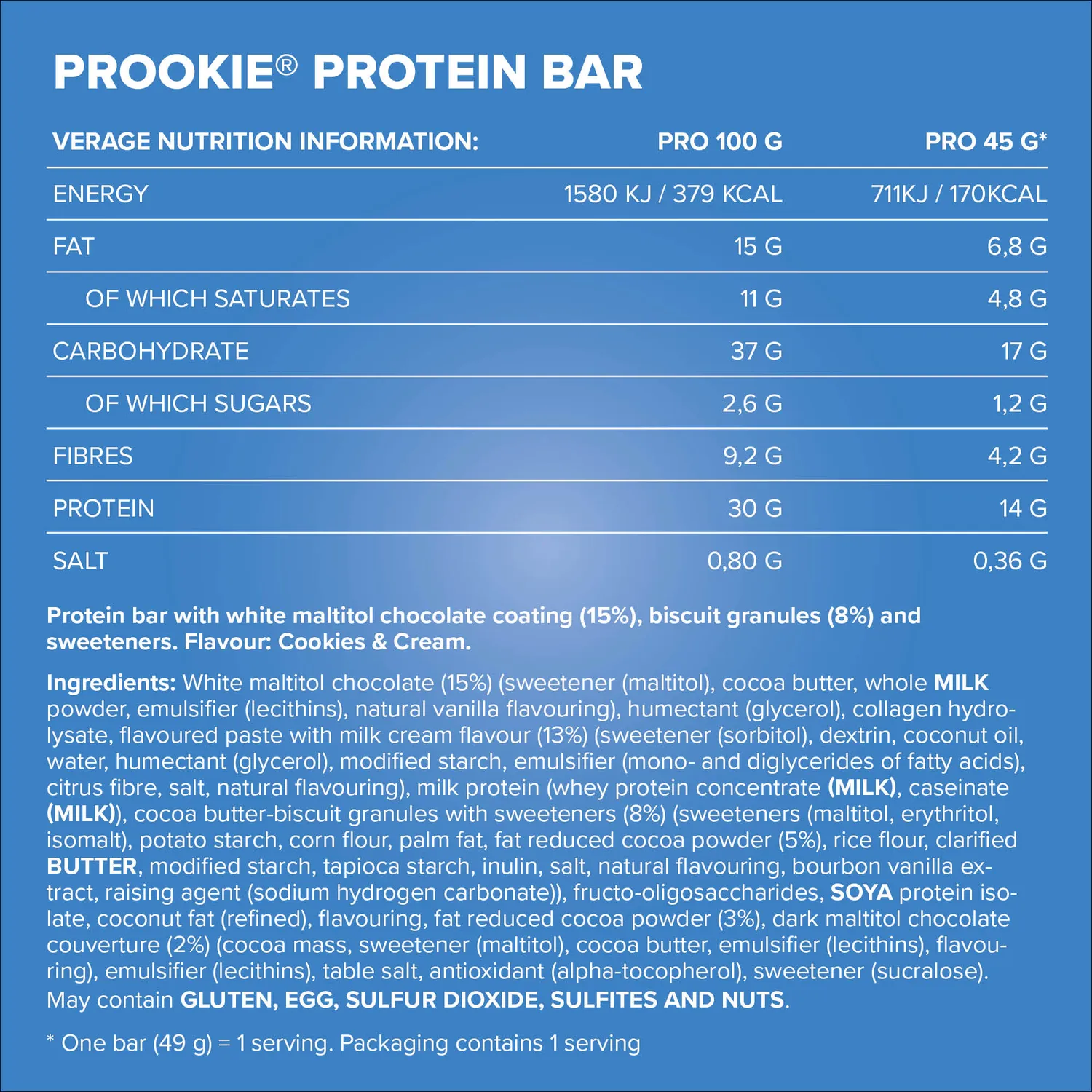 Iron Maxx Prookie Protein-Cookie Cookies & Cream 16x45g zuckerarm