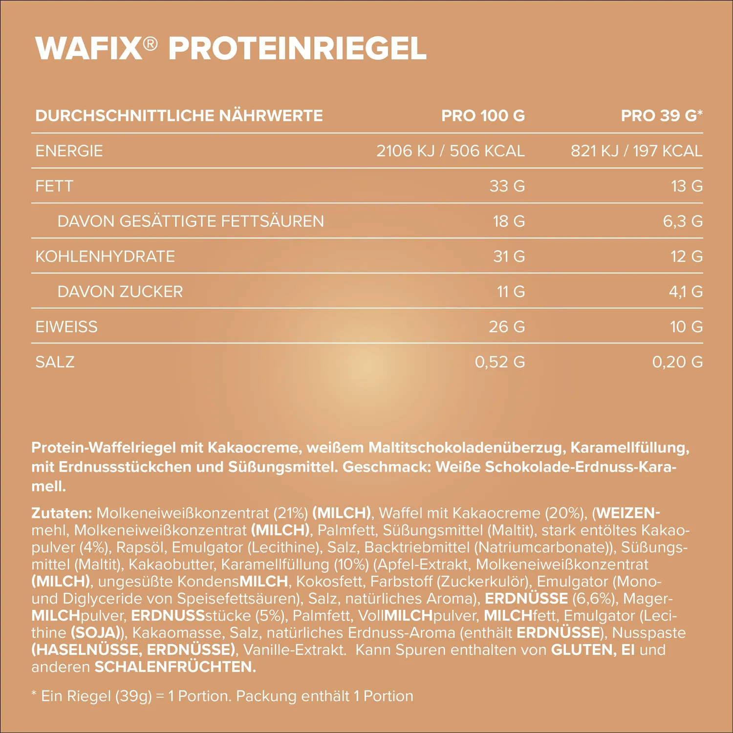 Iron Maxx Wafix Proteinriegel White Peanut Caramel 39g