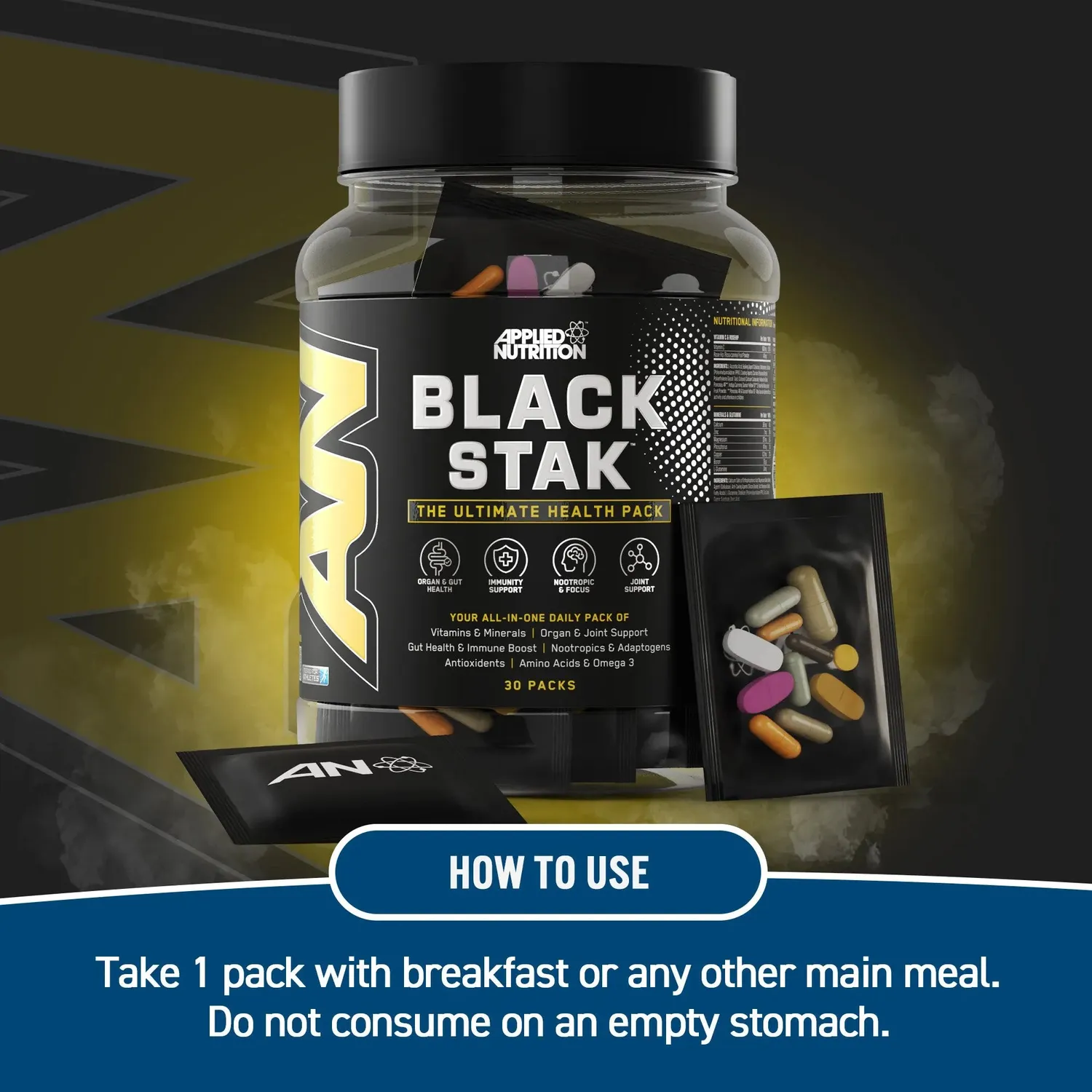Applied Nutrition Black Stak Multivitamin 30 Beutel vegan
