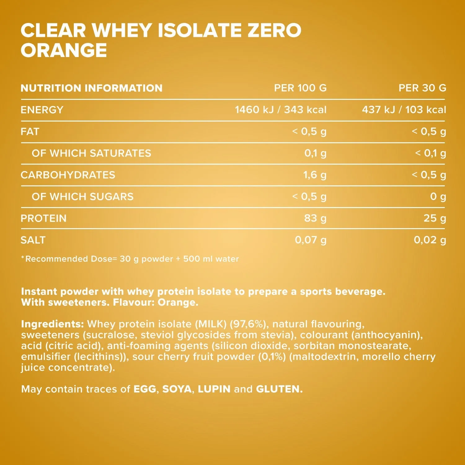 Iron Maxx Clear Whey Isolate ZERO Proteinpulver 400 g Orange zuckerfrei