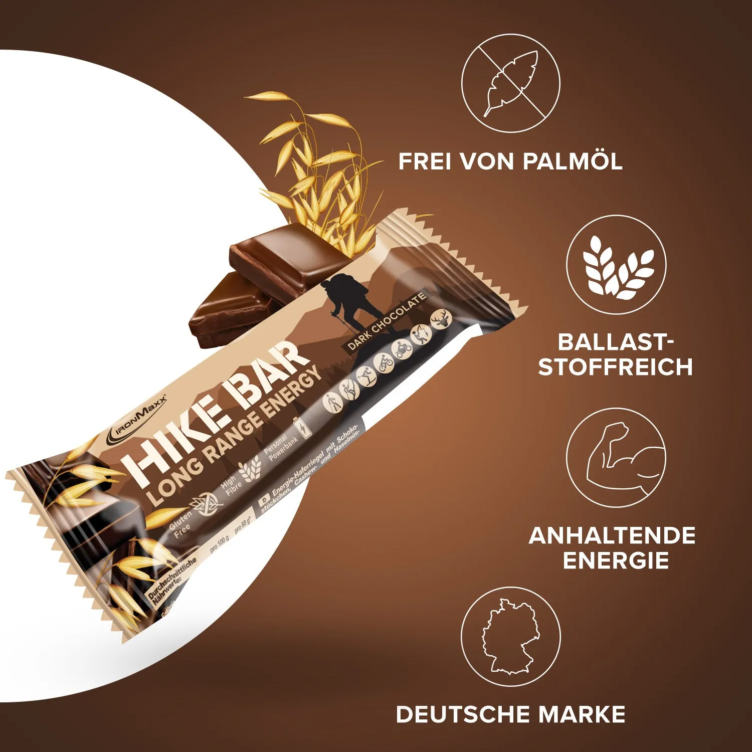 Iron Maxx Hike Bar Energieriegel Dark Chocolate 60 g vegan
