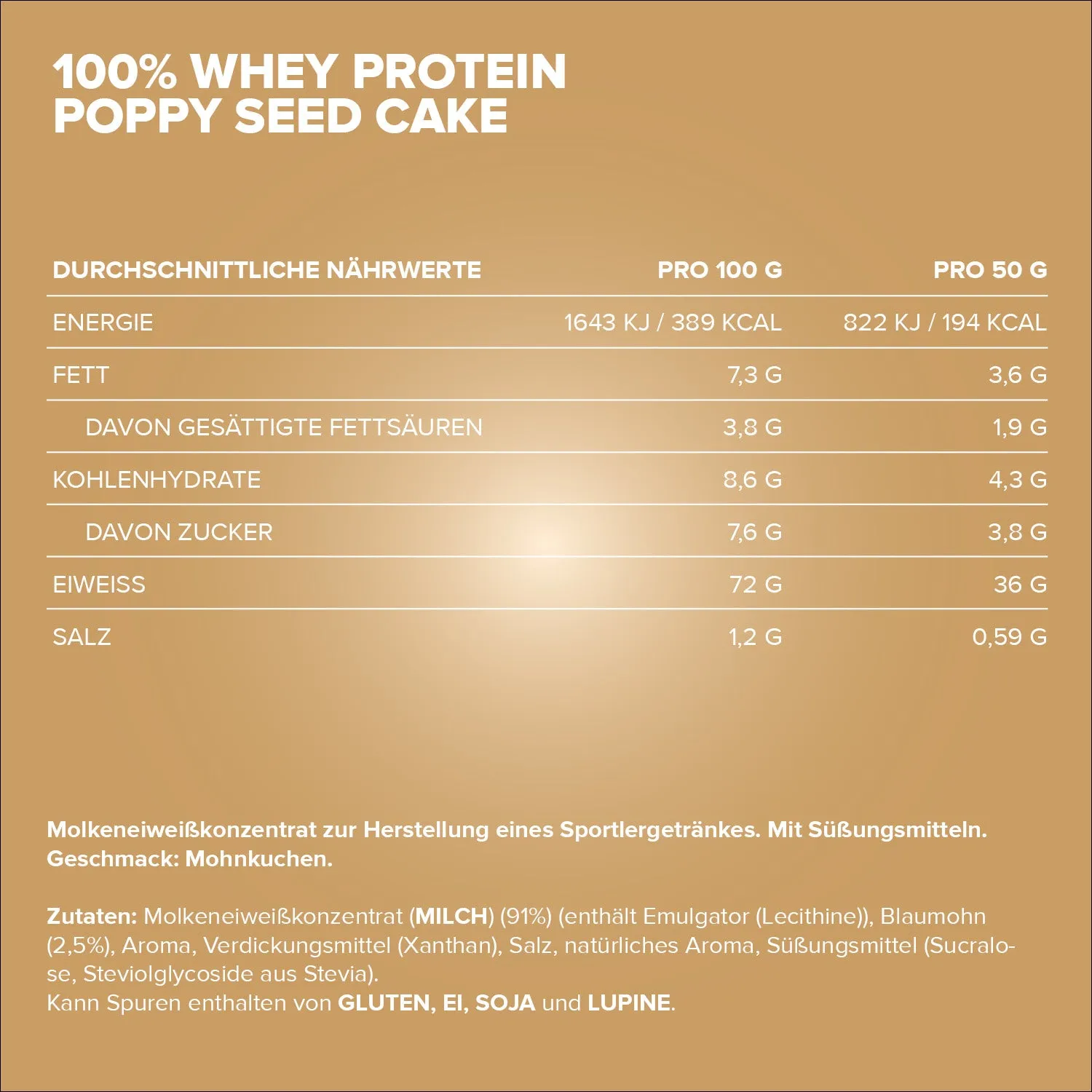 Iron Maxx 100% Whey Protein Pulver 500g Poppy Seed Cheesecake