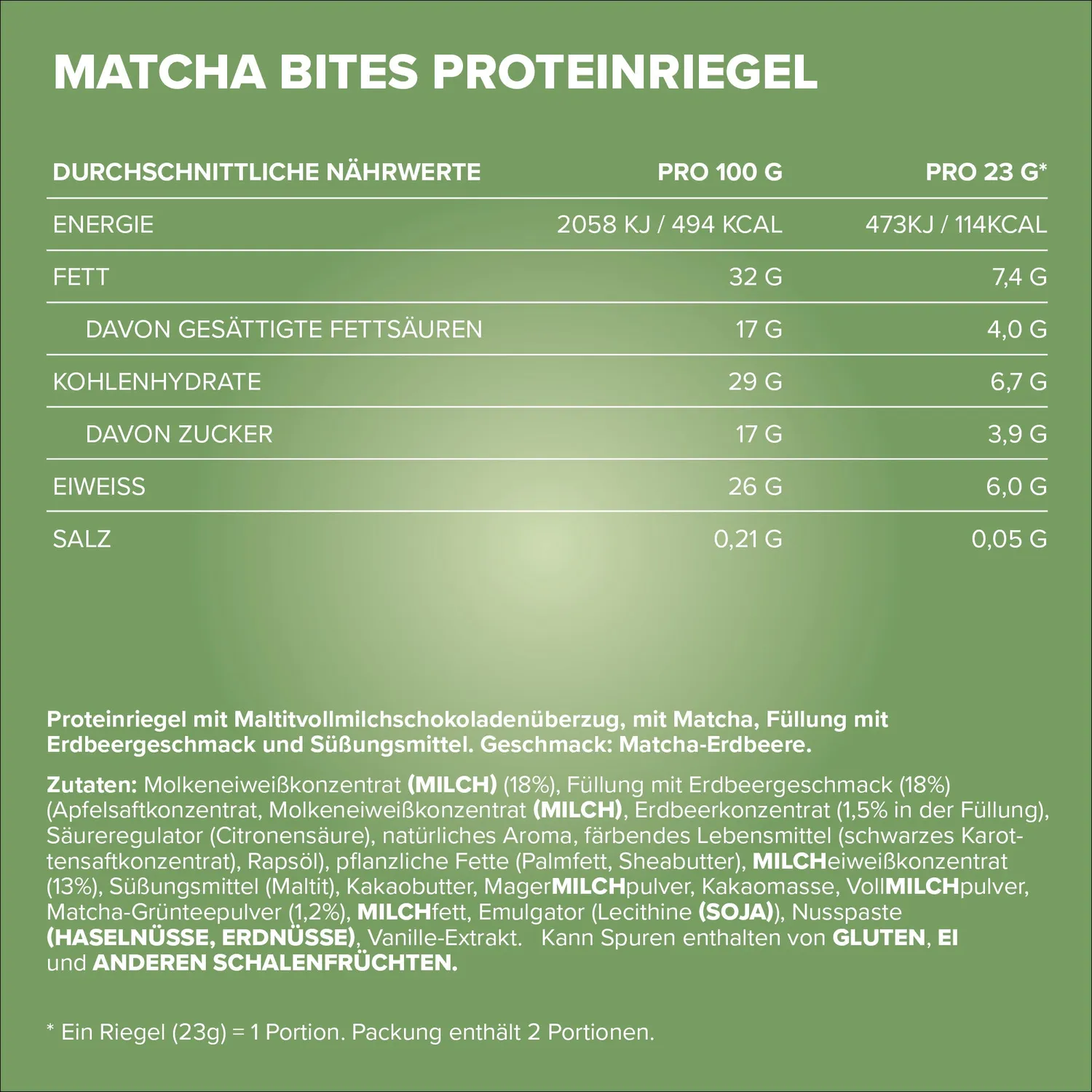 Iron Maxx Matcha Bites Matcha-Strawberry 24x46g Tray