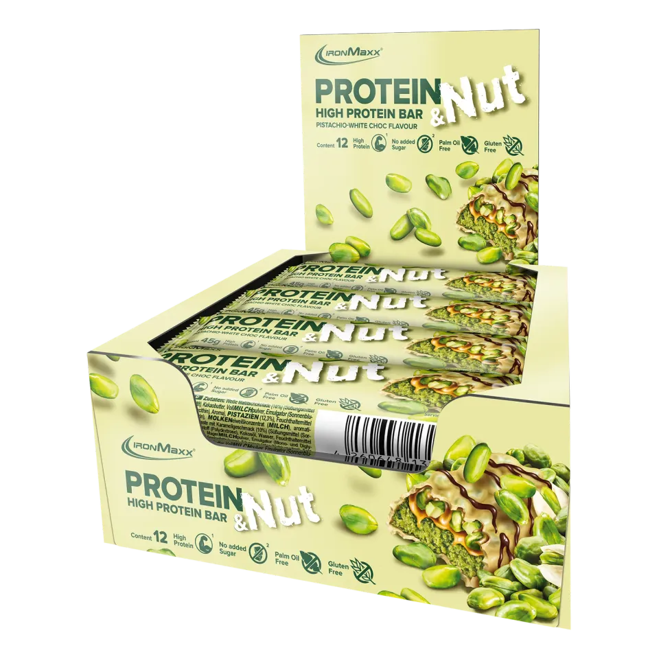 Iron Maxx Protein & Nut Proteinriegel Pistachio White Choc 12 x 45 g