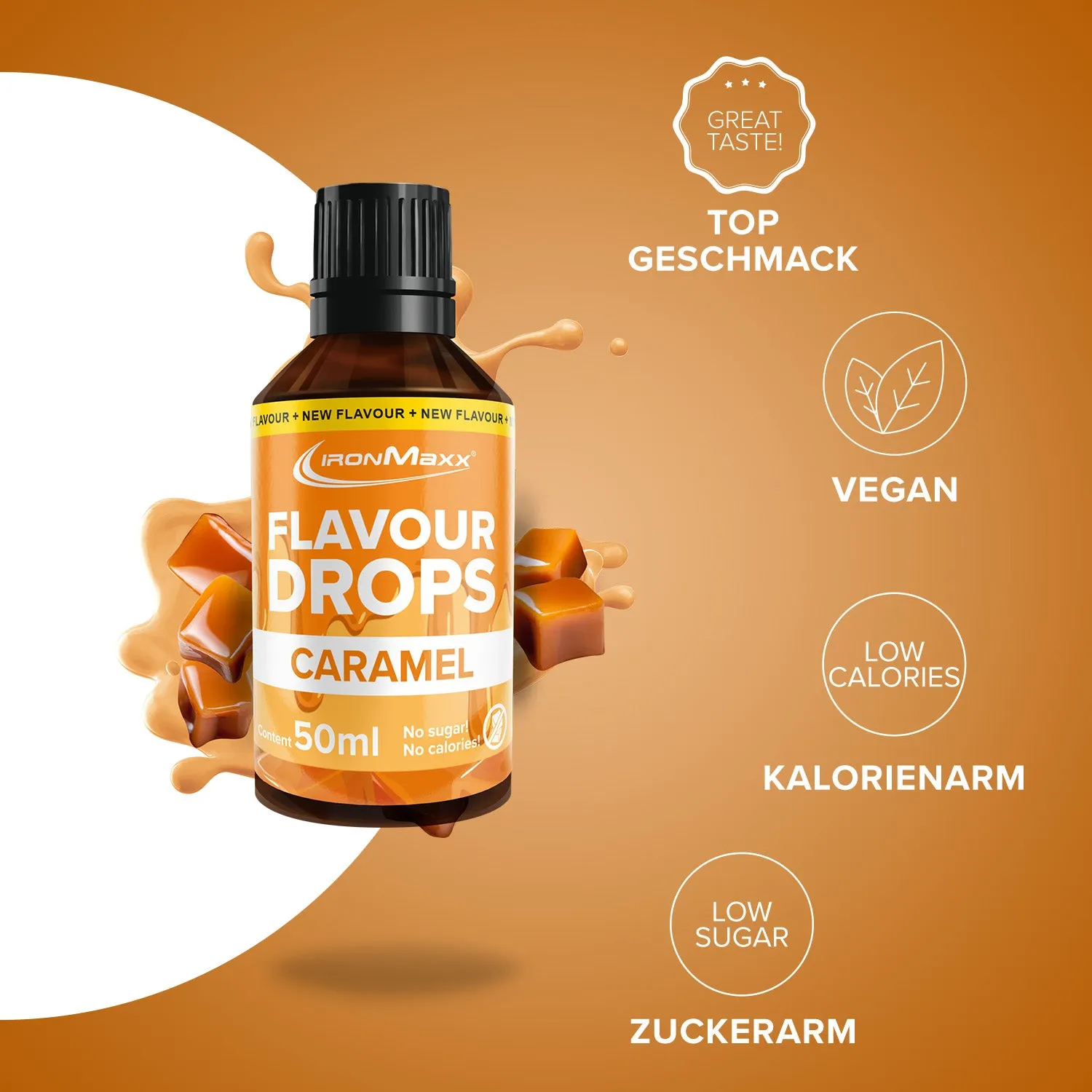 IronMaxx Flavour Drops Karamell Geschmackstropfen 50 ml zuckerfrei