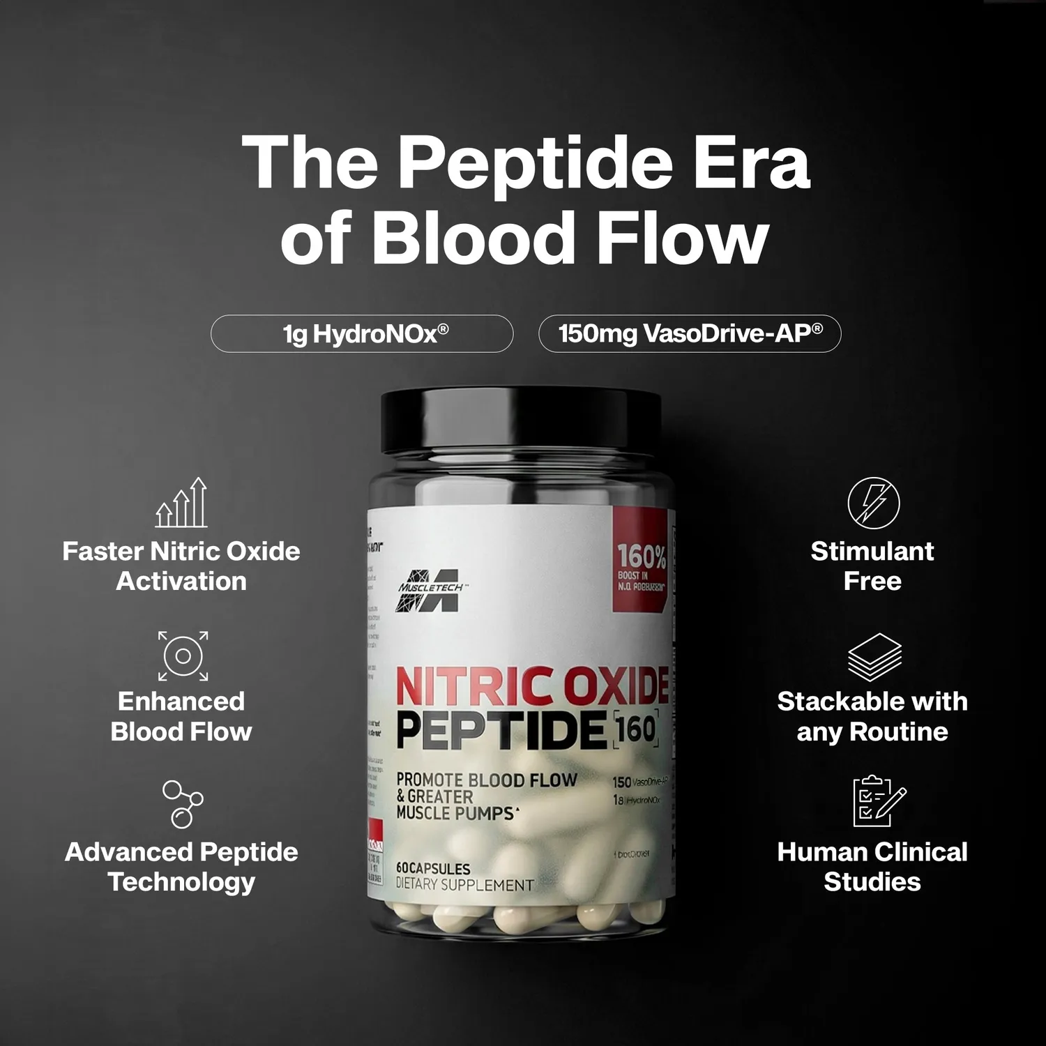 MuscleTech Nitric Oxide Peptide 160 Supplement