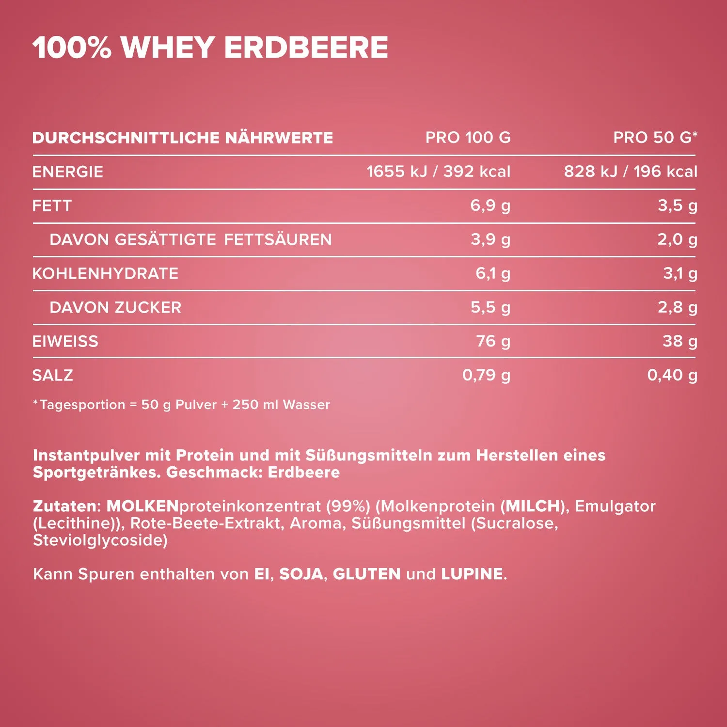Iron Maxx 100% Whey Protein 500g - Erdbeere Whey-Proteinpulver zuckerfrei