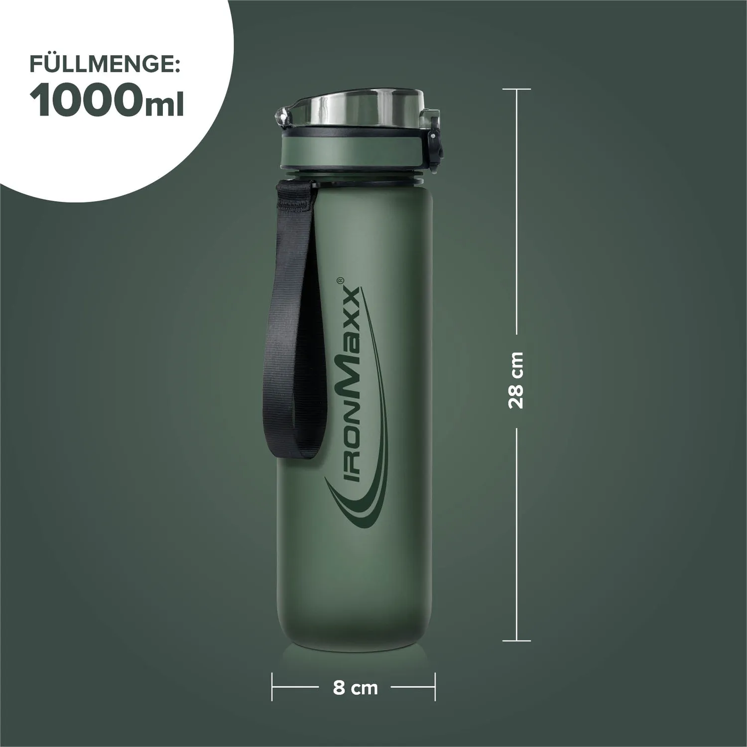 Iron Maxx Sport Water Bottle Trinkflasche 1000ml Mineral Green BPA-frei