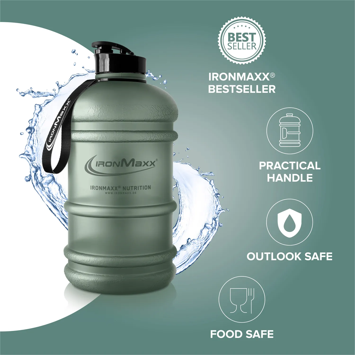 Iron Maxx Water Gallon 2200ml Mineral Green Trinkflasche