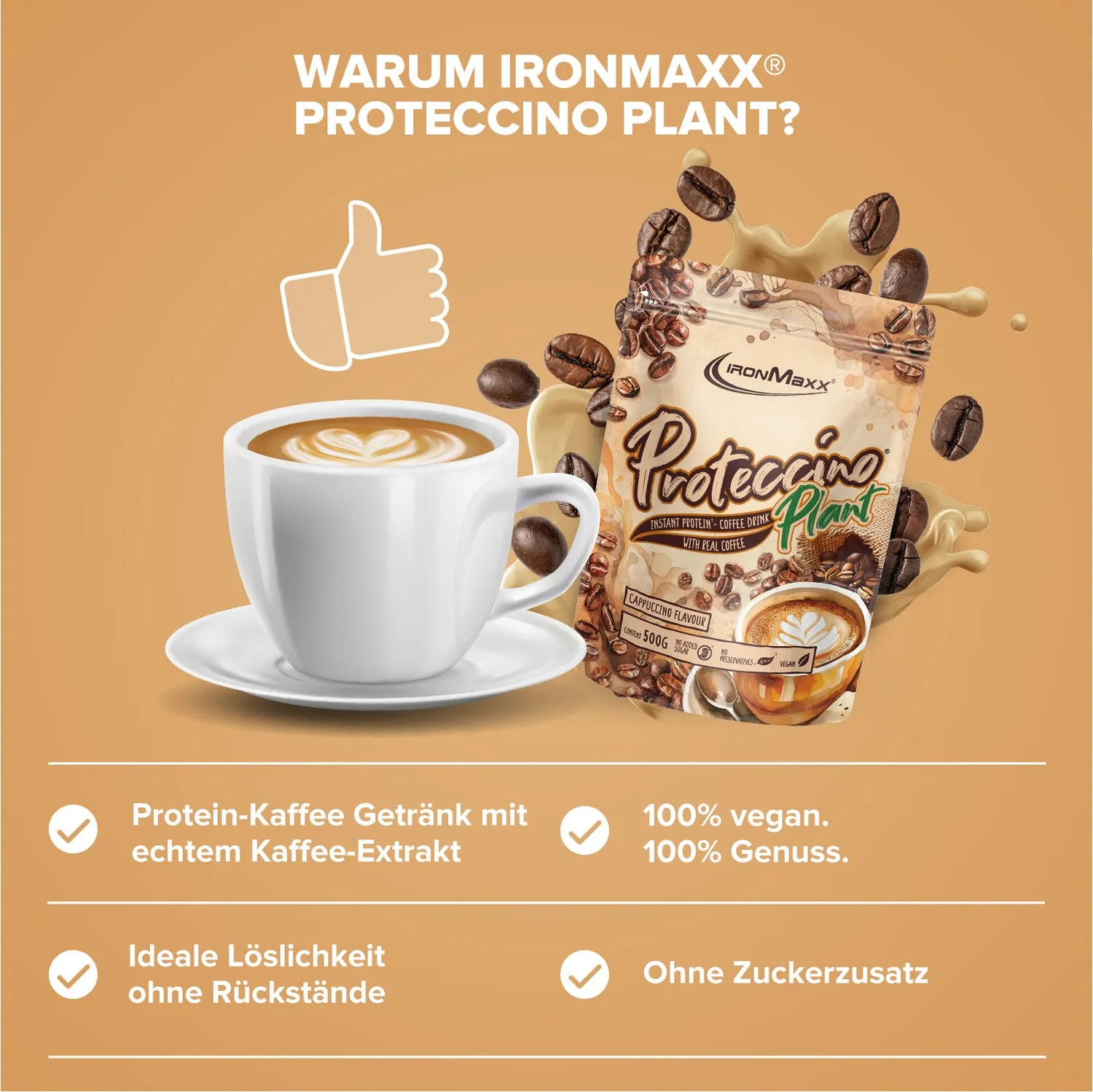 Iron Maxx Proteccino Plant Proteinpulver 500 g Cappuccino vegan