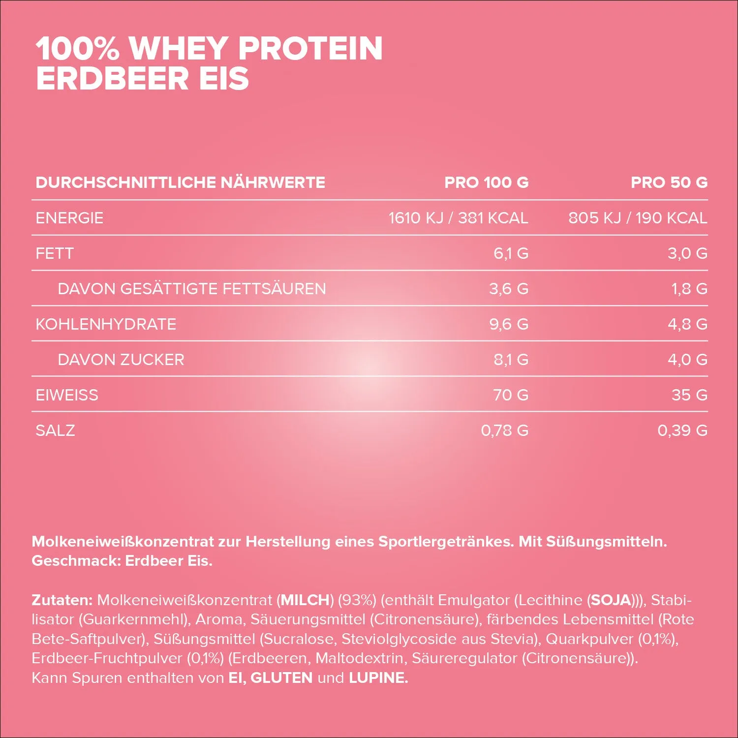 Iron Maxx 100% Whey Protein Pulver Strawberry Ice Cream 900g zuckerfrei