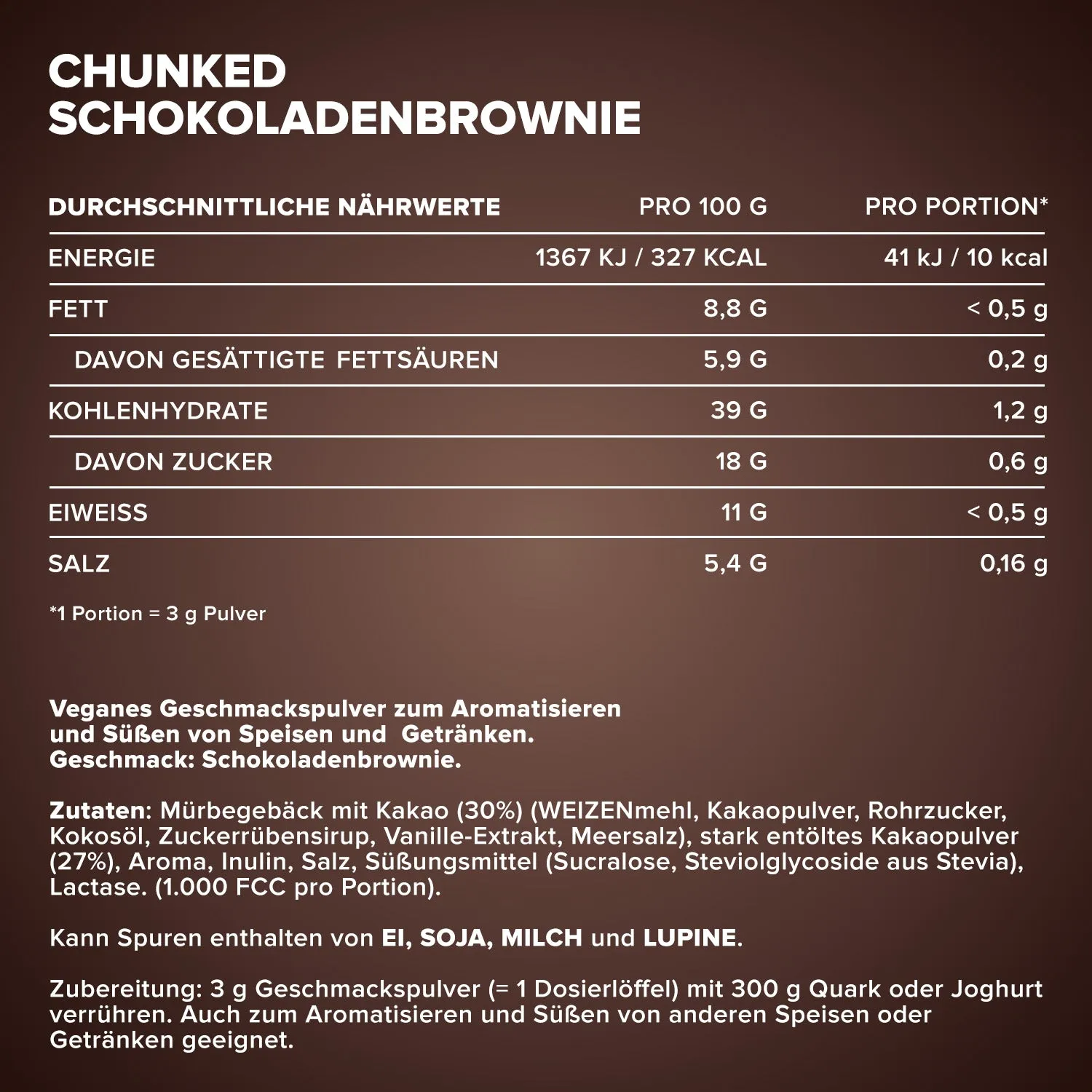 Iron Maxx Chunked Geschmackspulver Fudge Brownie 150g mit Stückchen