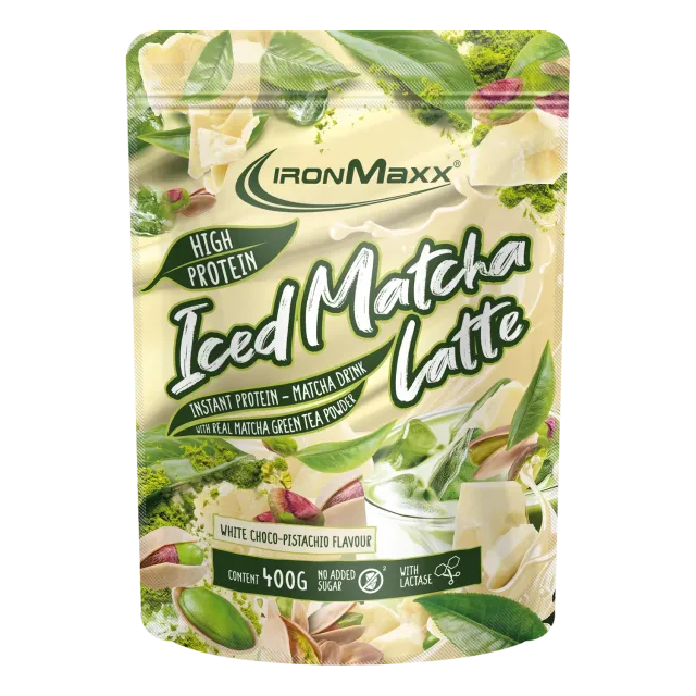 Iron Maxx Iced Matcha Latte Proteinpulver White Choco-Pistachio 400 g zuckerarm