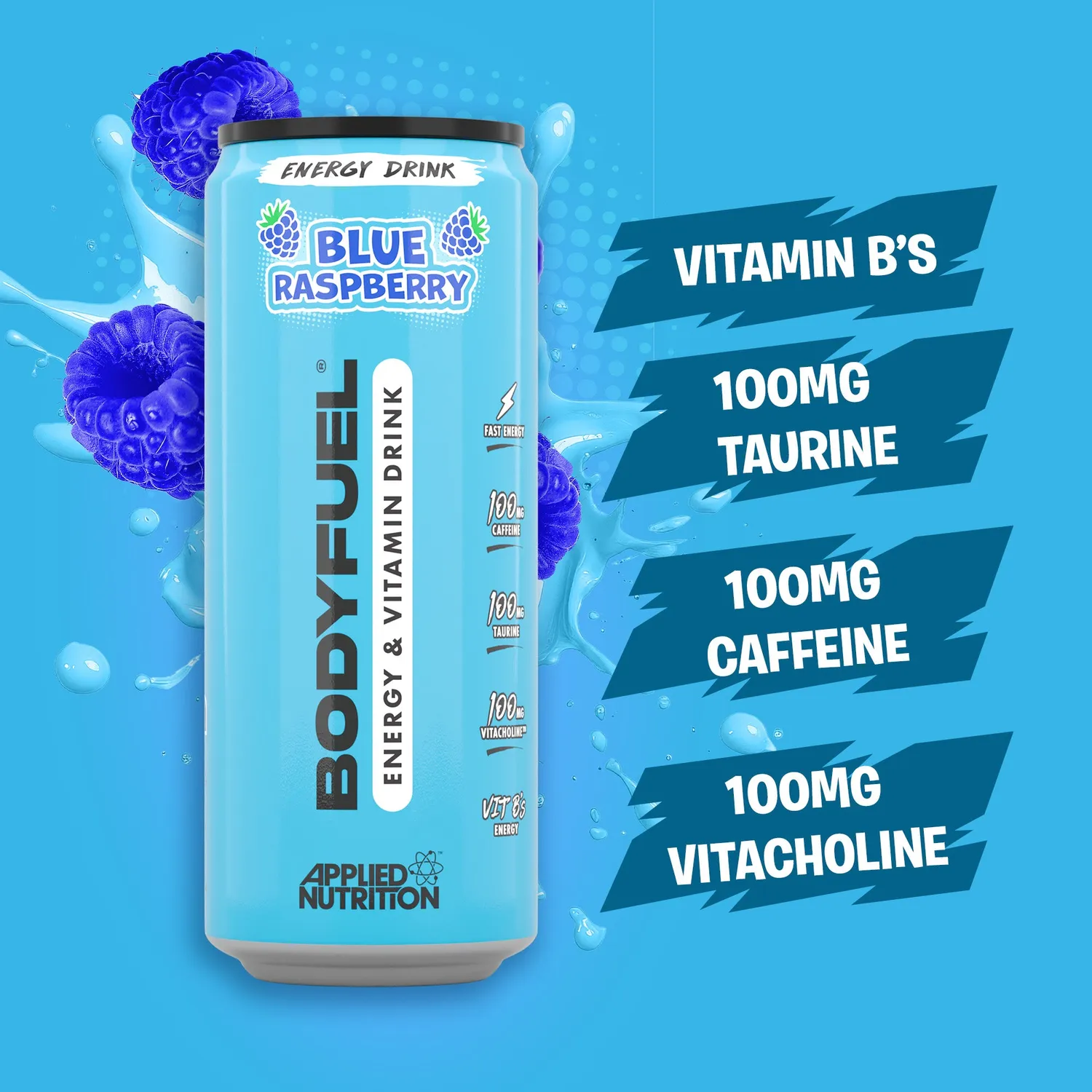 Applied Nutrition Bodyfuel Energydrink Blaue Himbeere 330ml zuckerfrei
